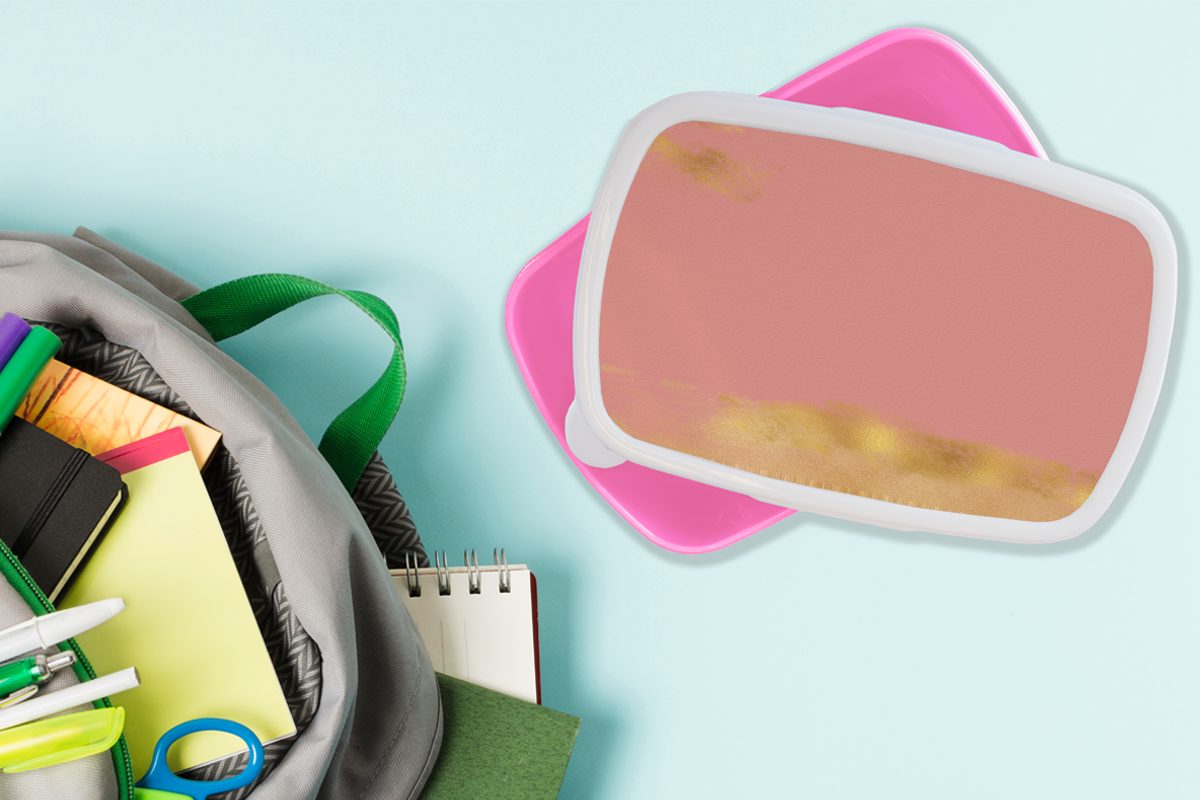Kinder, Erwachsene, - Gold, Snackbox, Kunststoff Lunchbox Brotbox - MuchoWow für Brotdose Mädchen, Muster Kunststoff, (2-tlg), Rosa