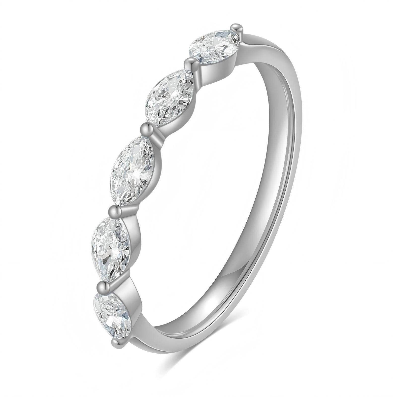 Jumpeak Diamantring Diamantring für Damen in Olivform,Damenring aus 585 Gelbgold/Weißgold, Ring für den Ringfinger,Damen-Ehering,Ring aus 585 Echtgold,Geschenk