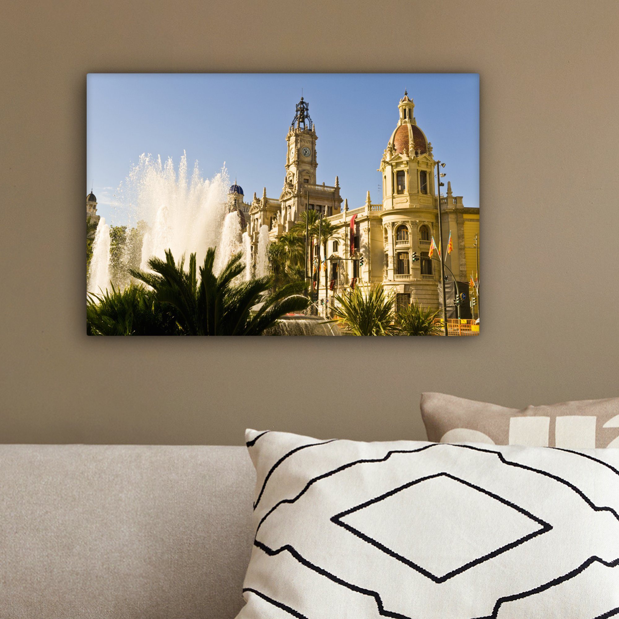 (1 Architektur Wanddeko, Aufhängefertig, St), - OneMillionCanvasses® Wandbild Valencia Leinwandbild 30x20 Stadt, cm - Leinwandbilder,