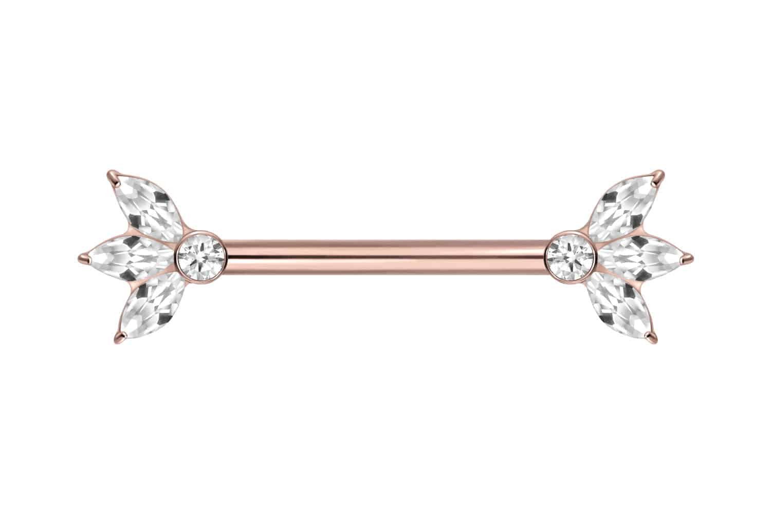 PIERCINGLINE Brustwarzenpiercing Titan Nippelpiercing mit Innengewinde LOTUSBLÜTE (Barbells, 1-tlg), Brust-, Nippel-Piercing, Titan