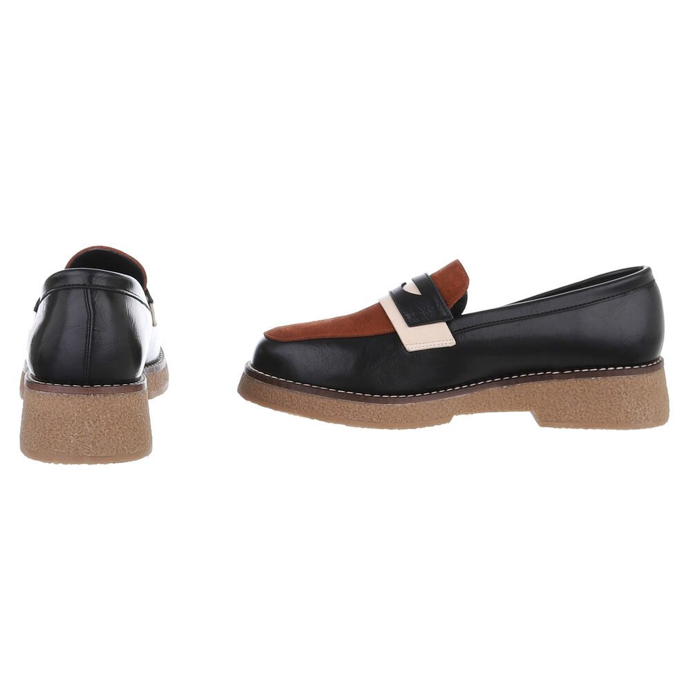Ital-Design Elegante Damenkomfort-Schuhe mit Riemen für alle Anlässe Slipper (90169318) Blockabsatz Mokassins in Schwarz