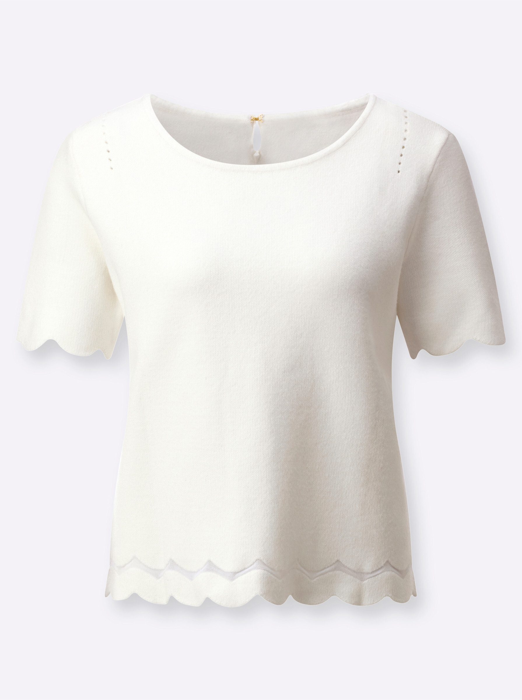 Strickpullover Pullover Kurzarm Feinstrick, Jacquard
