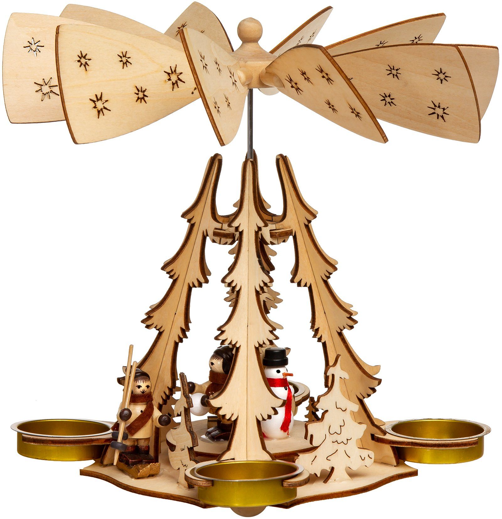 SIKORA Weihnachtspyramide Tannenbaum aus Holz Teelichtpyramide Weihnachten Deko H:20cm - P29
