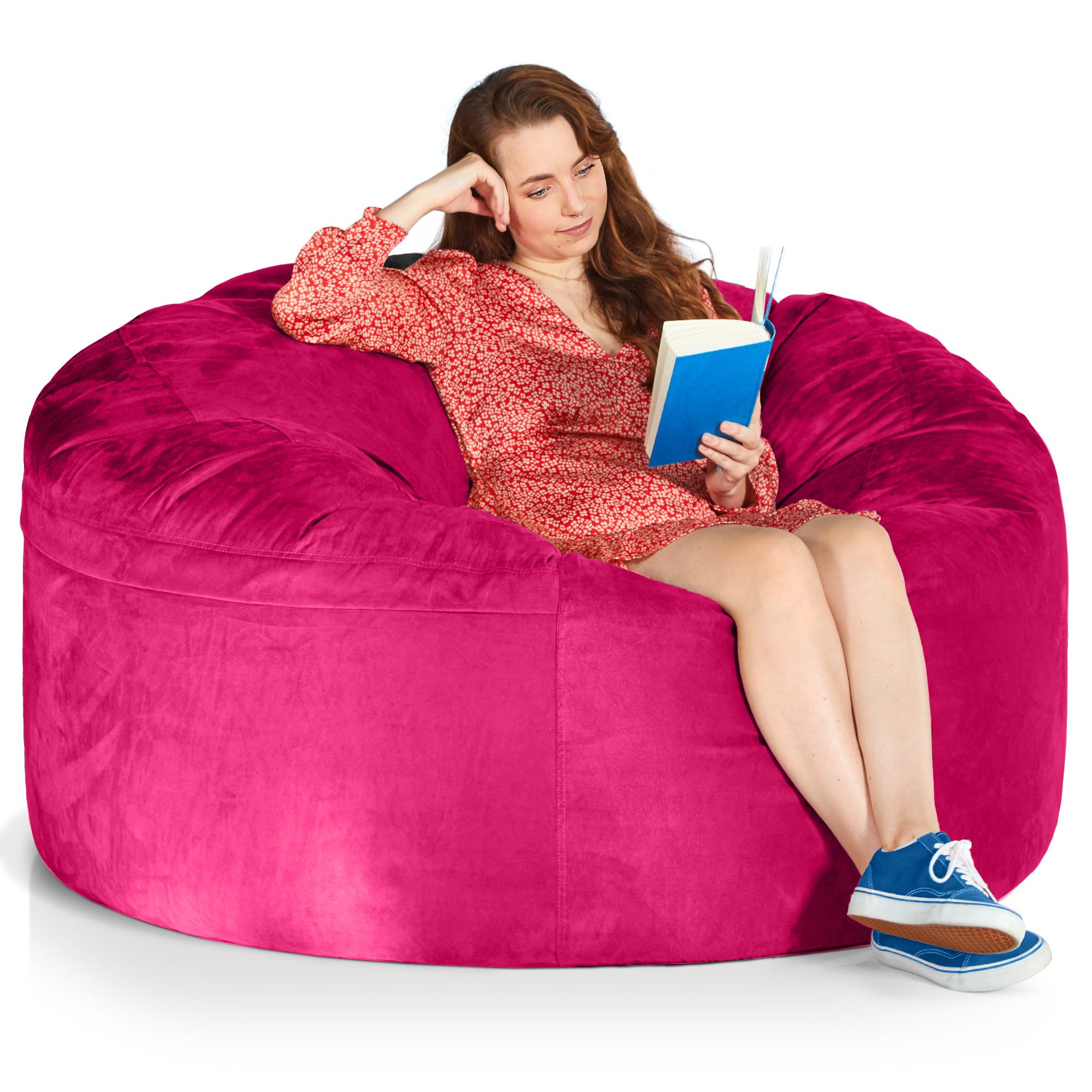 Green Bean Sitzsack Riesen-Sitzsack Jumbo XXL Velours (Riesensitzsack mit Memory-Schaum Flockenfüllung, Made in Germany - in 5 Größen (3ft - 7ft), Hülle abnehmbar mit Reißerschluss