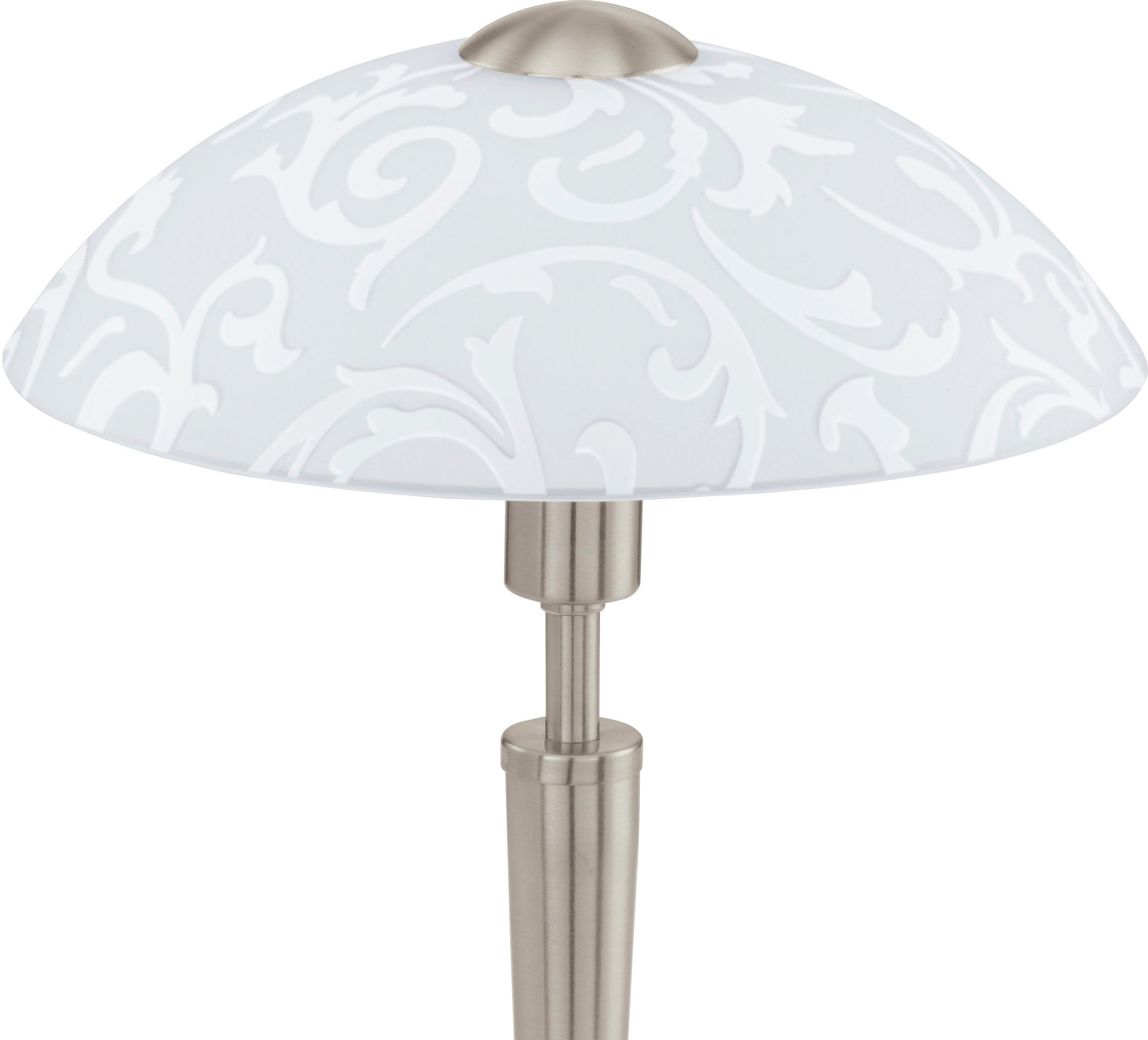 EGLO Tischleuchte SOLO Tischlampe, Stahl und Glas, E14, IP20, Schreibtischlampe, Lampe, Dimmfunktion, Ein-/Ausschalter, Farbwechsel, Leuchtmittel wechselbar, ohne Leuchtmittel, Tischleuchte, H32 x Ø26,5 cm, nickel-matt, 1X60W exkl.