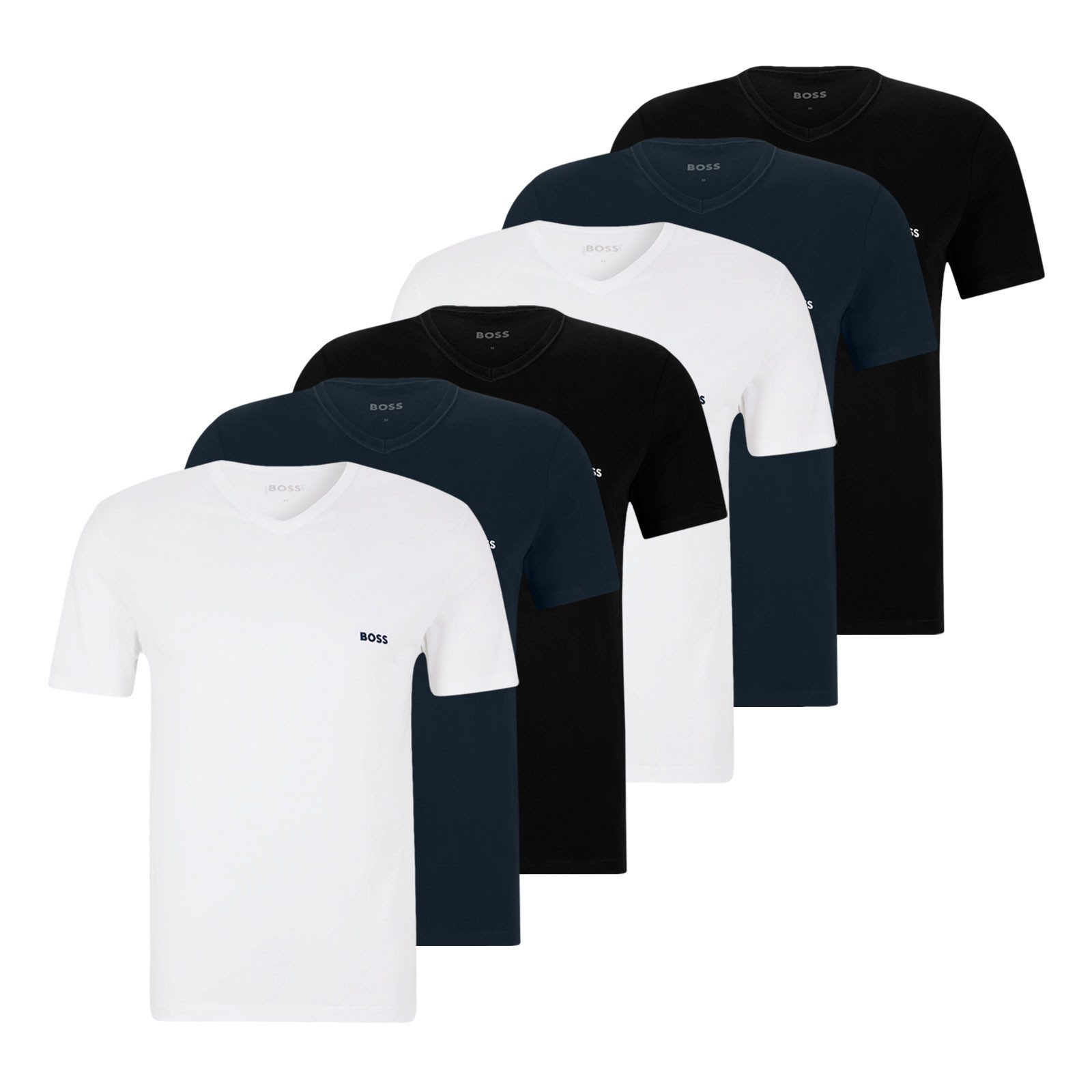 BOSS Unterziehshirt Classic T-Shirt (6-St) mit fein geripptem V-Ausschnitt