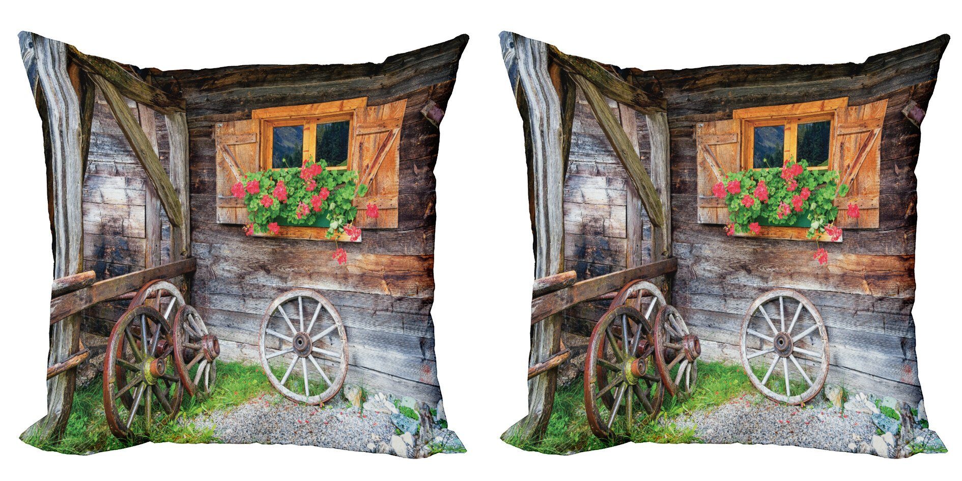 Kissenbezüge Modern Rustikal Land (2 Bauernhof Abakuhaus auf dem Digitaldruck, Accent Urlaub Stück), Doppelseitiger