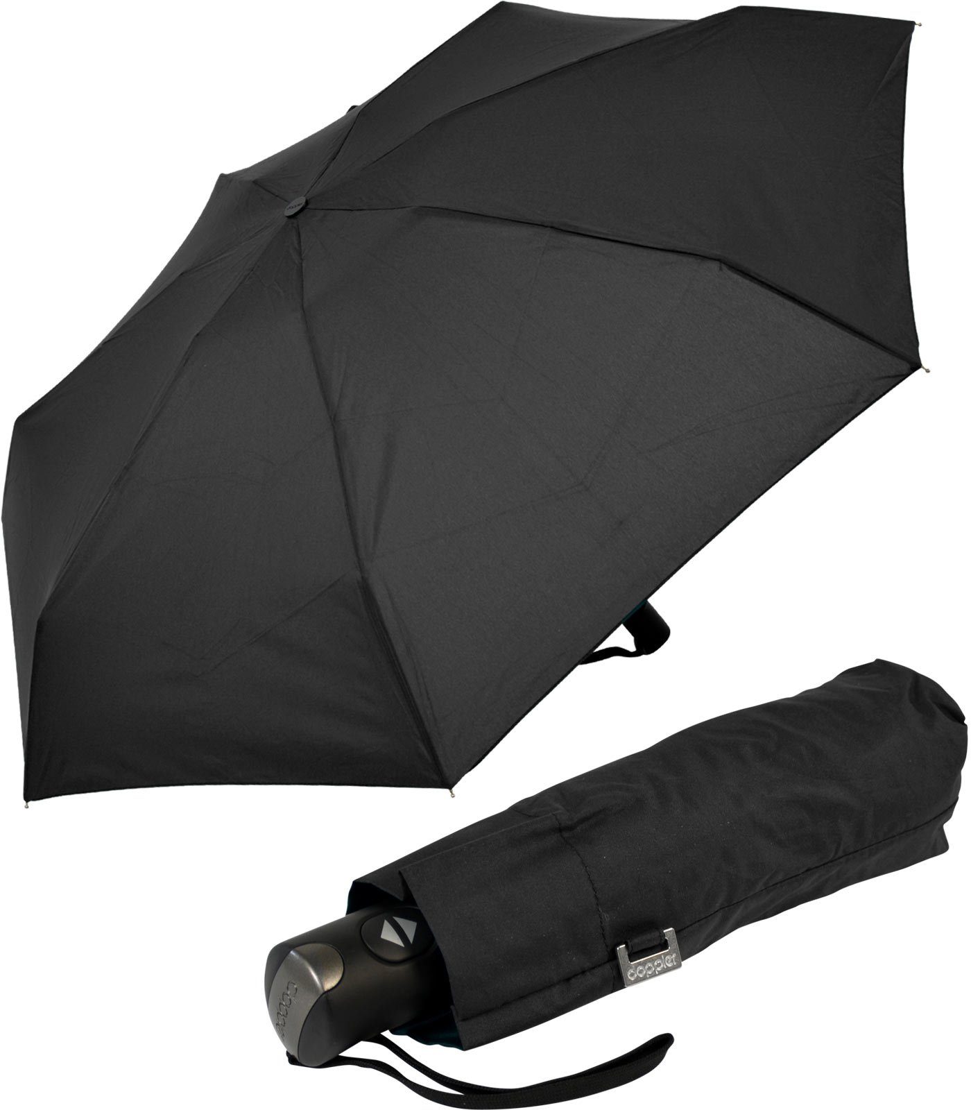 doppler® Taschenregenschirm kleiner Schirm mit leicht zu Herren, und Handhabung Auf-Zu-Automatik praktische für verstauen