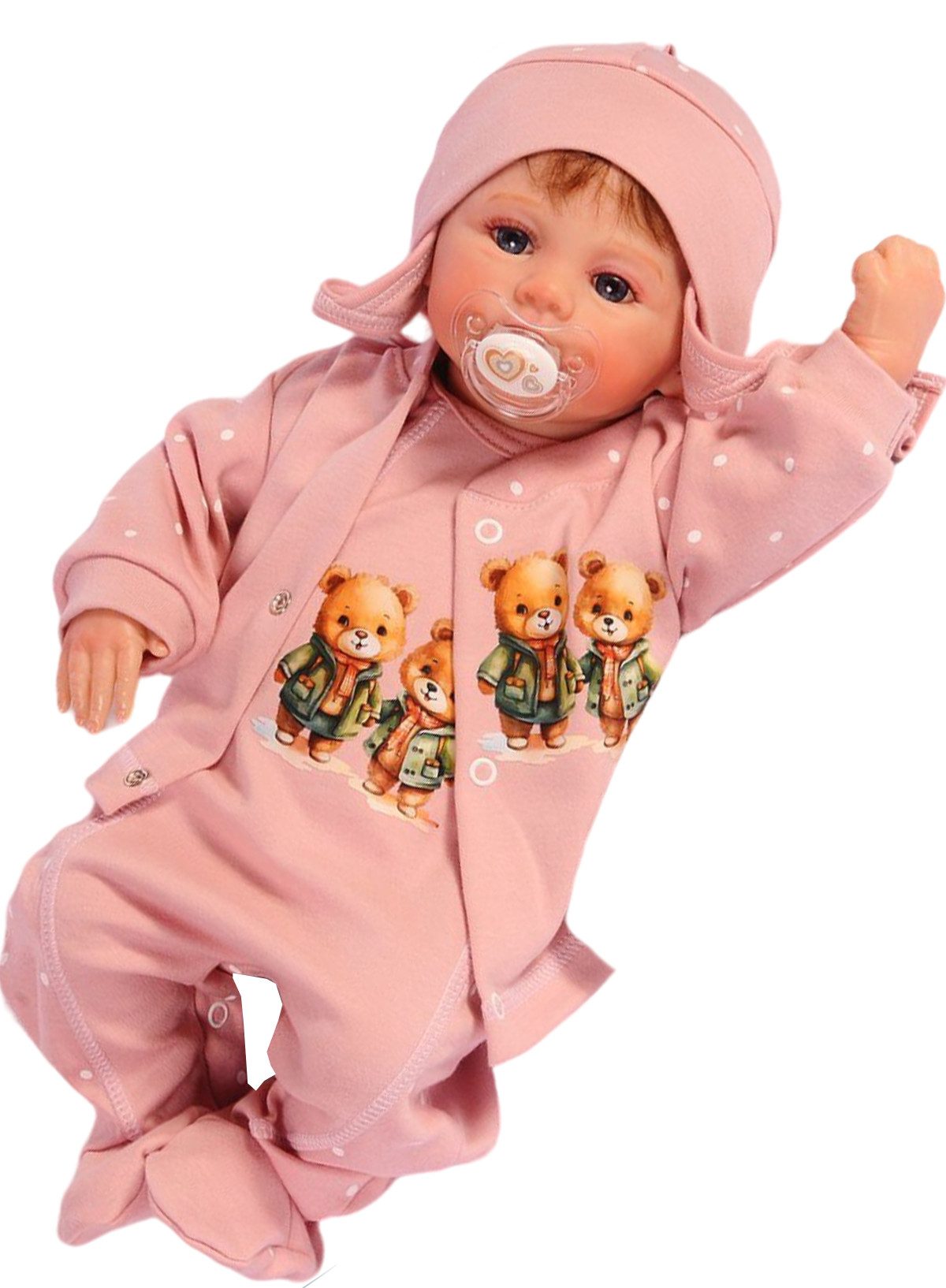 Strampler, Jäckchen & Mütze Strampler Mütze und Hemdchen Set Baby Anzug 3tlg mit Sternchen