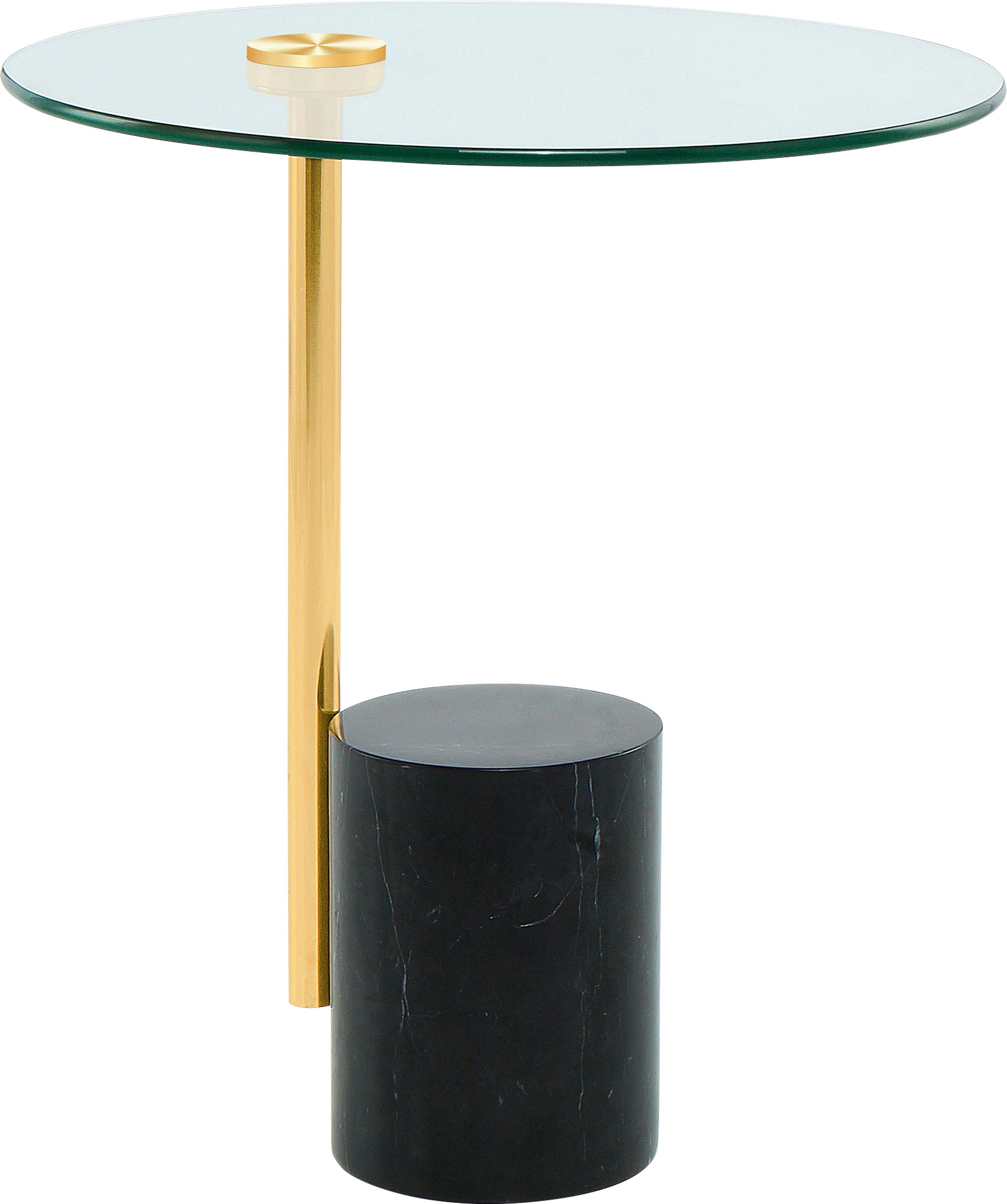 Kayoom Beistelltisch Beistelltisch Rosario 525, Tischgestell in Metall-Marmor-Kombination, Sockel Ø 17 cm gold/schwarz | schwarz