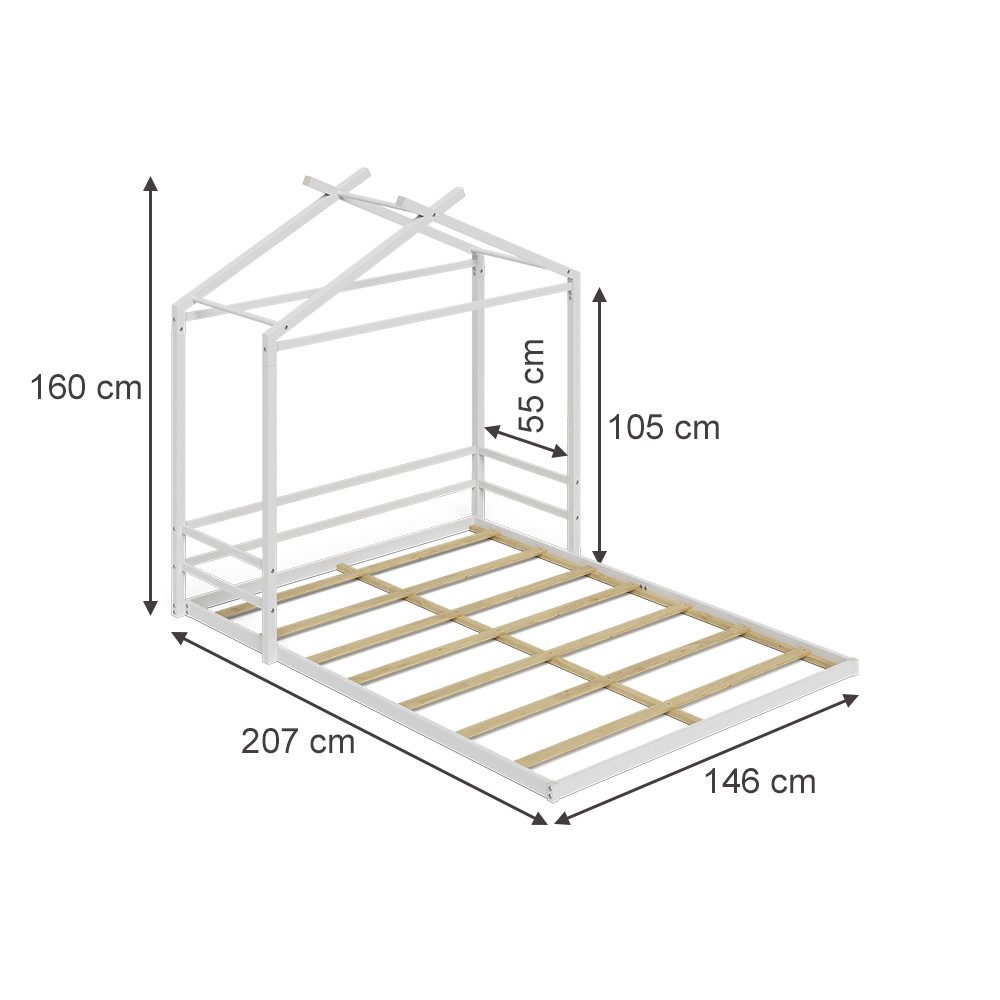 VitaliSpa® Hausbett Roofy, Weiß, 140x200