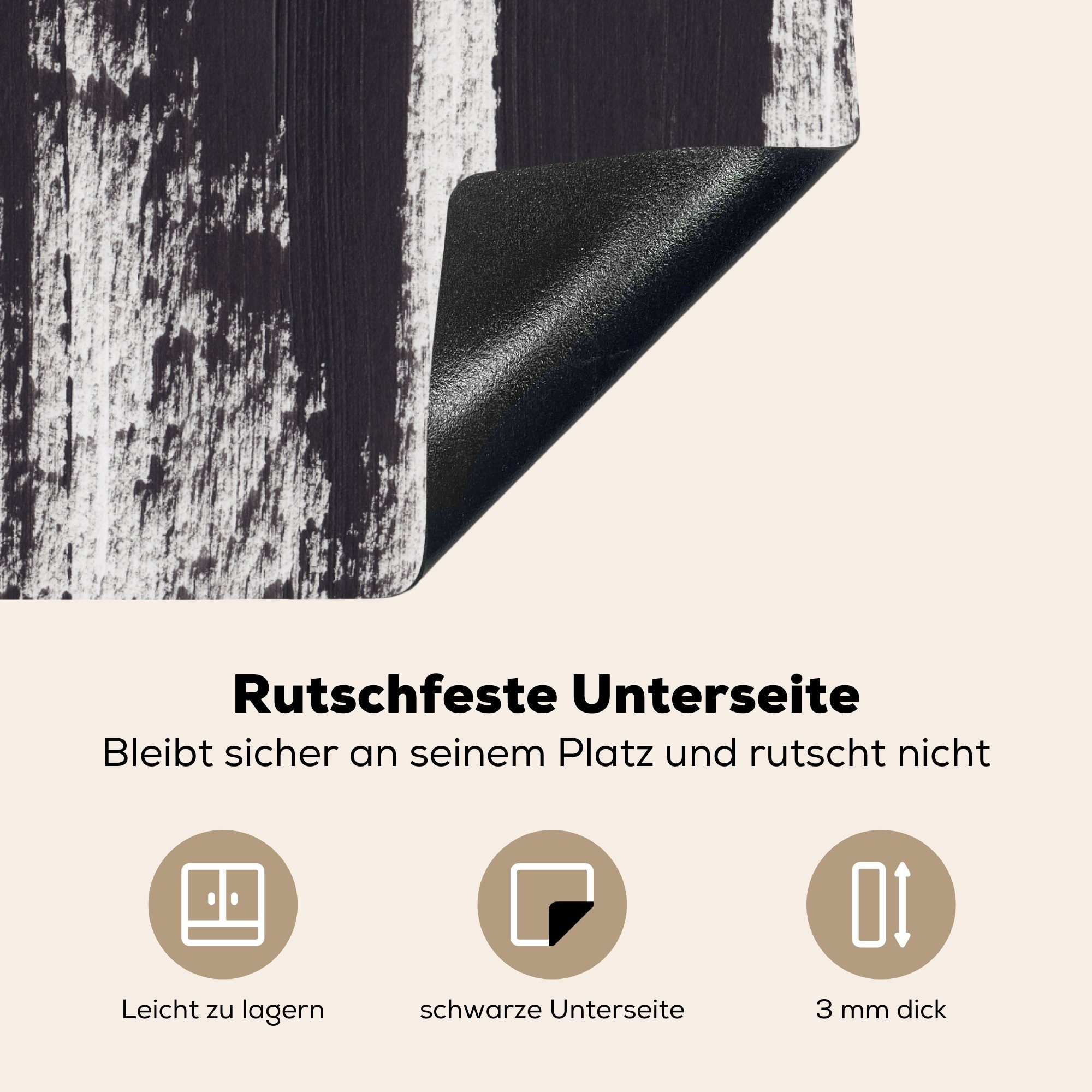 MuchoWow Herdblende-/Abdeckplatte Farbe - cm, - Vinyl, tlg), Arbeitsfläche nutzbar, Mobile - Schwarz (1 Ceranfeldabdeckung 60x52 Weiß, Abstrakt