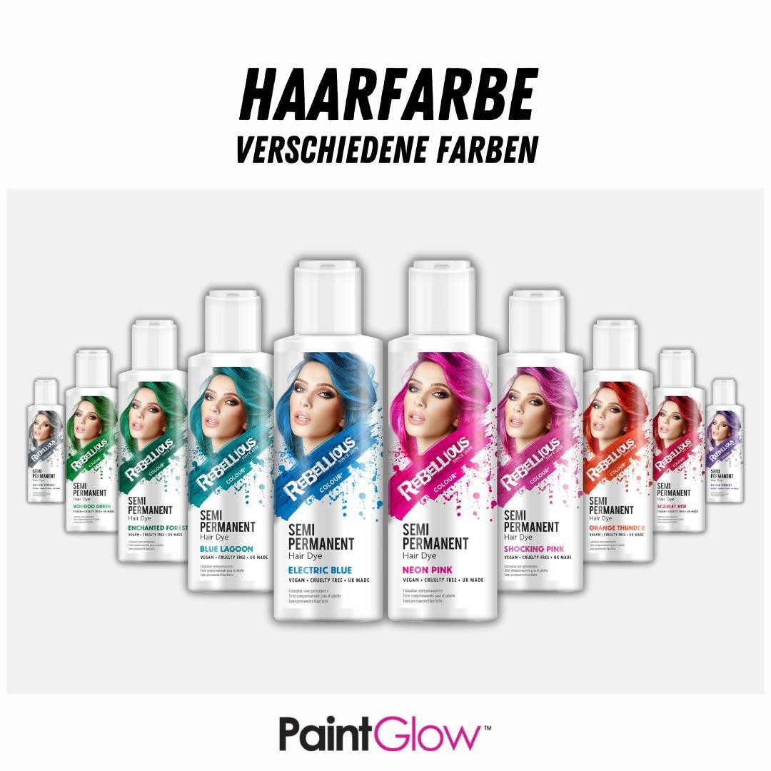 PaintGlow Haarfarbe Semi permanente Haarfarbe verschiedene Farben kurzzeit Farbe 100ml, semi permanente Haarfarbe, hält 2-10 Wäschen