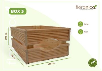 Floranica Übertopf (3 St), Holzkiste Lärche nicht imgrägniert 3er Set Gartendeko