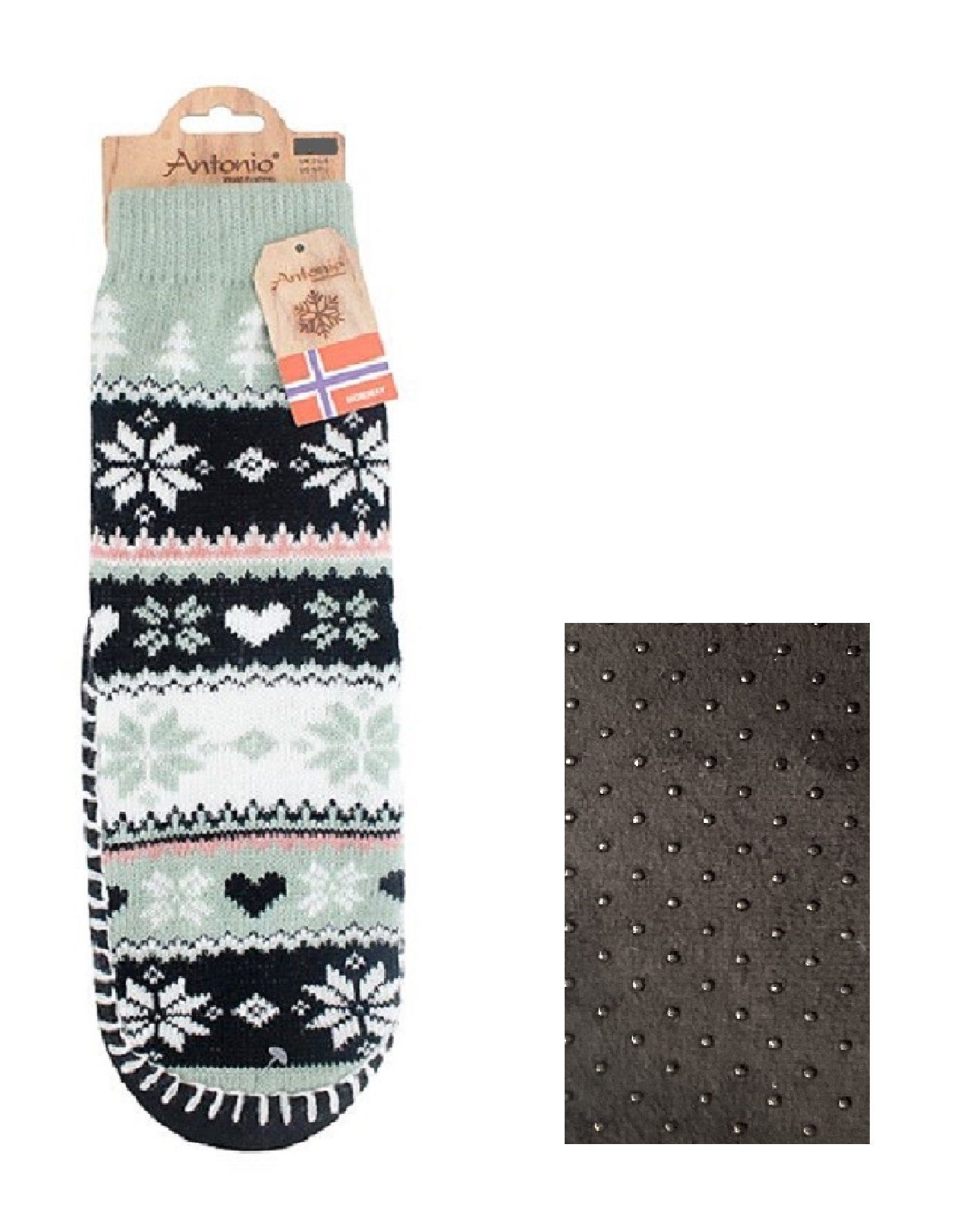 Markenwarenshop-Style Socken Hüttensocken Socken Hausschuhe Damen Gr. 39-42 Farbe: grün 611