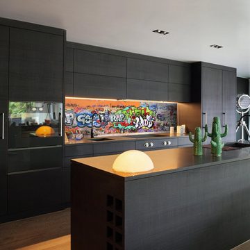 wandmotiv24 Küchenrückwand Graffiti 1, (1-tlg), Premium Hartschaum Nischenrückwand in versch. Größen