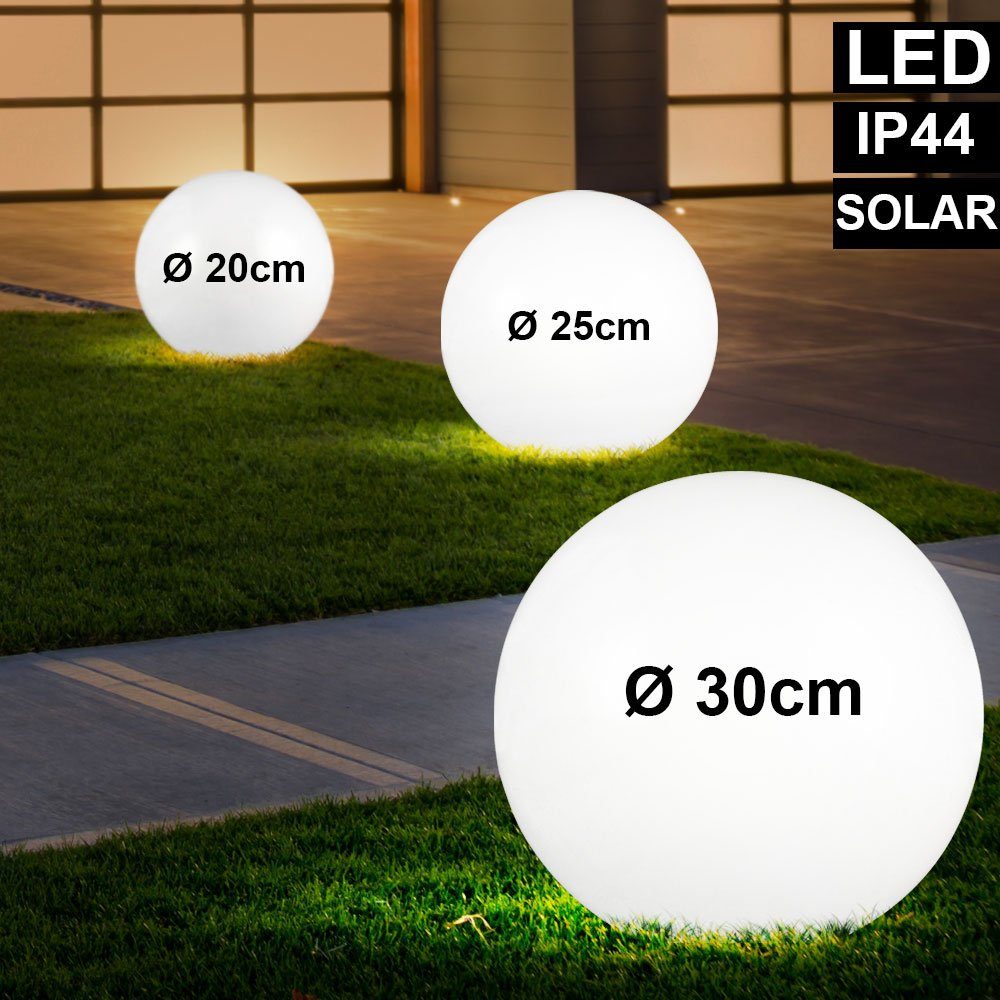 Gartenleuchte, 3er Set LED Solar Kugel Lampen weiß Garten Weg