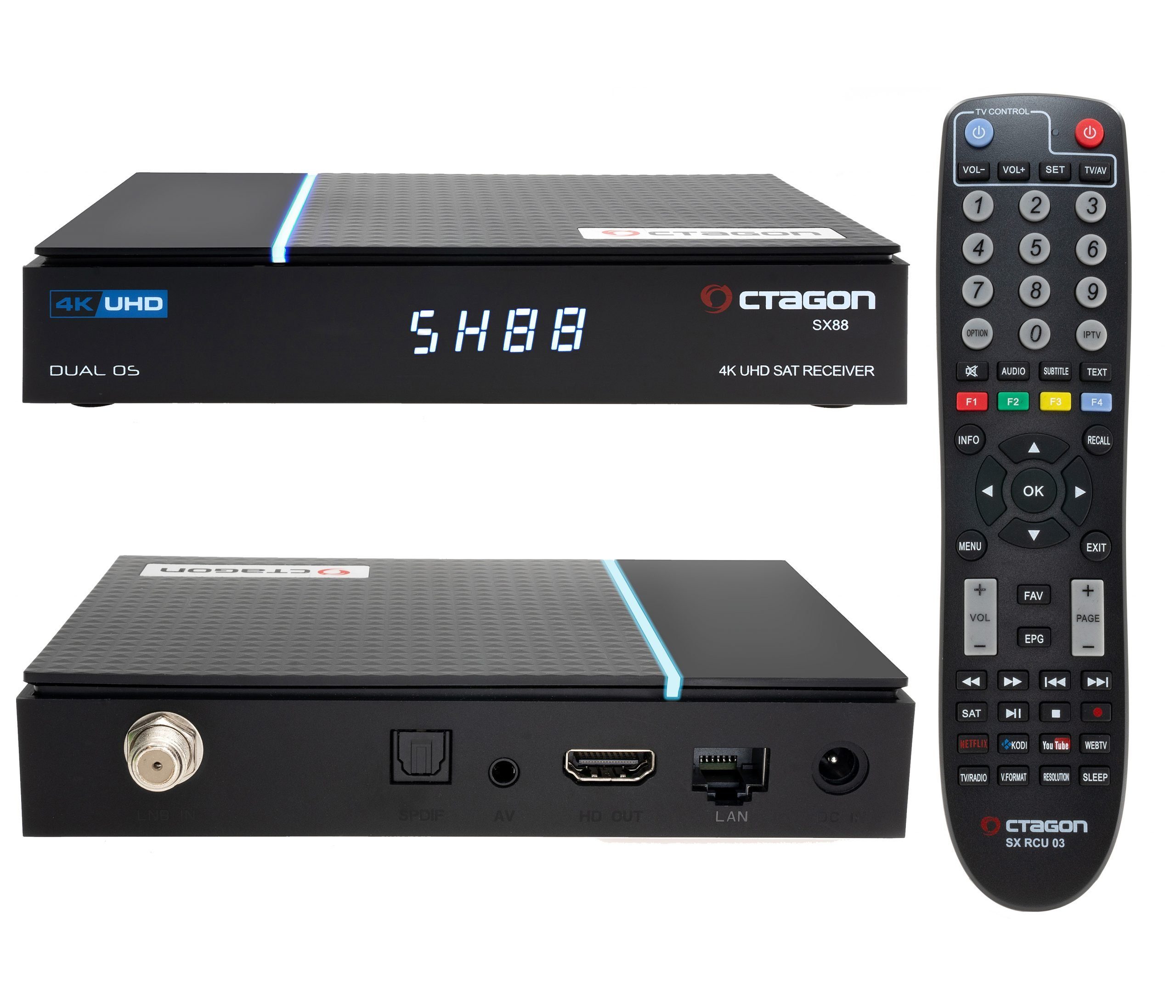 SX88 V2 4K UHD S2+IP 1xDVB-S2 E2 Linux Smart TV Sat Receiver SAT-Receiver