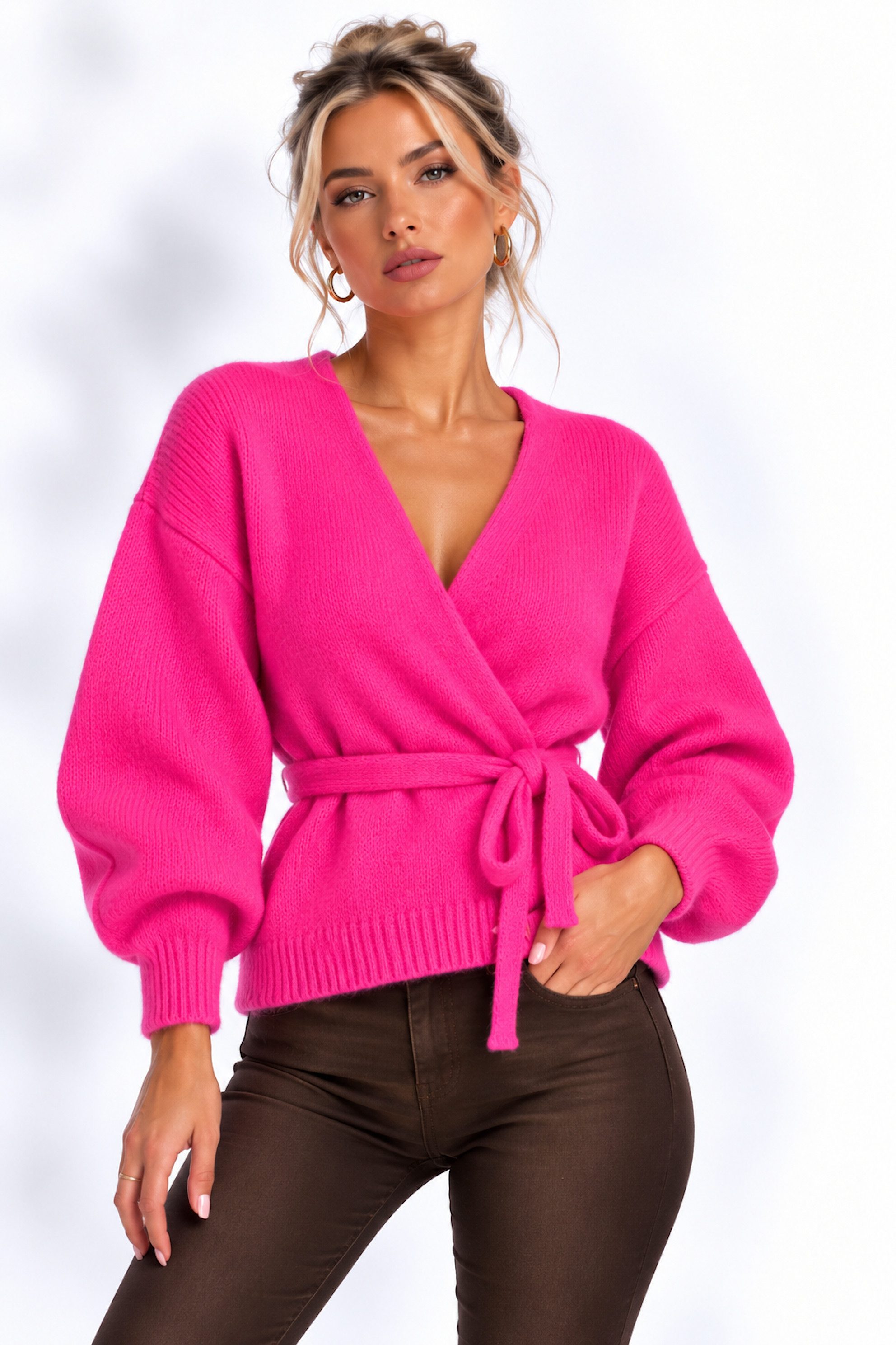 Worldclassca Cardigan Worldclassca Damen Wickelcardigan Cardigan Wickelstrickjacke Pullover Neue Kollektion - Stilvolle und gemütliche Strickmode für Damen