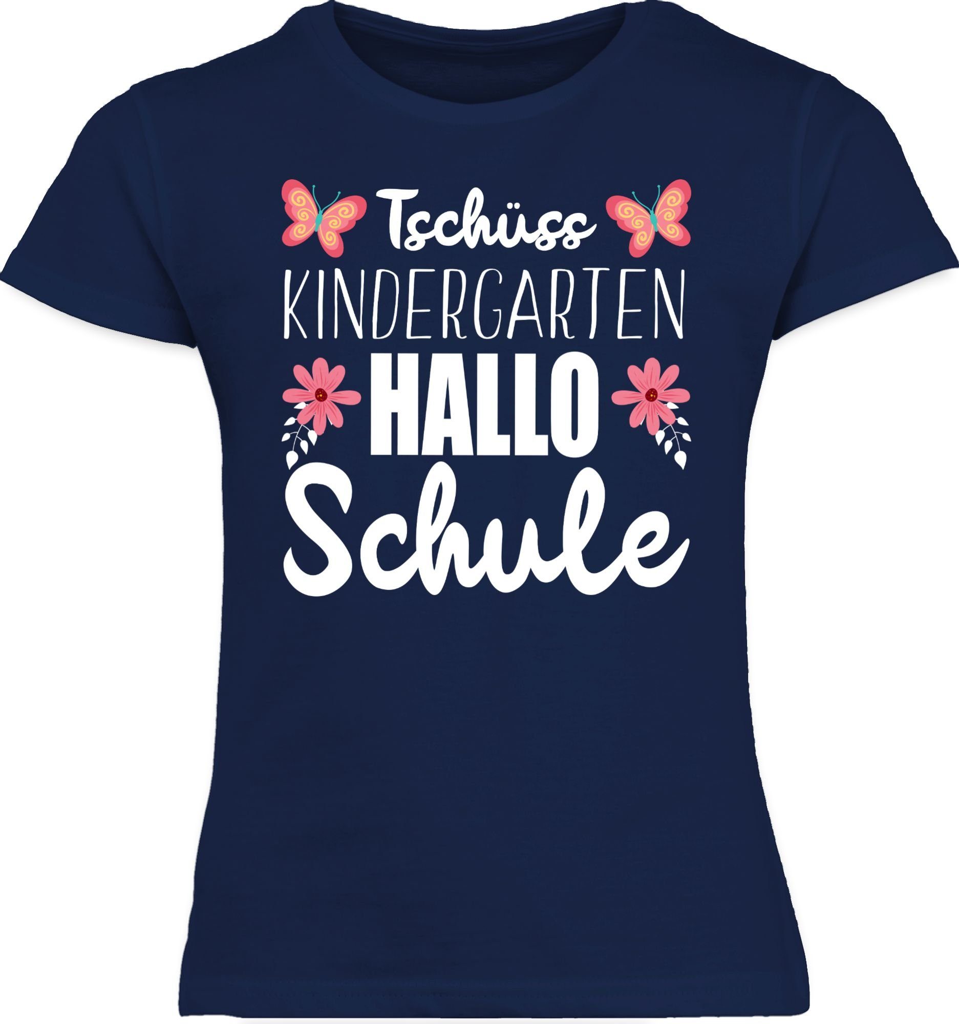 Shirtracer T-Shirt Tschüss Kindergarten Hallo Schule Einschulung Mädchen
