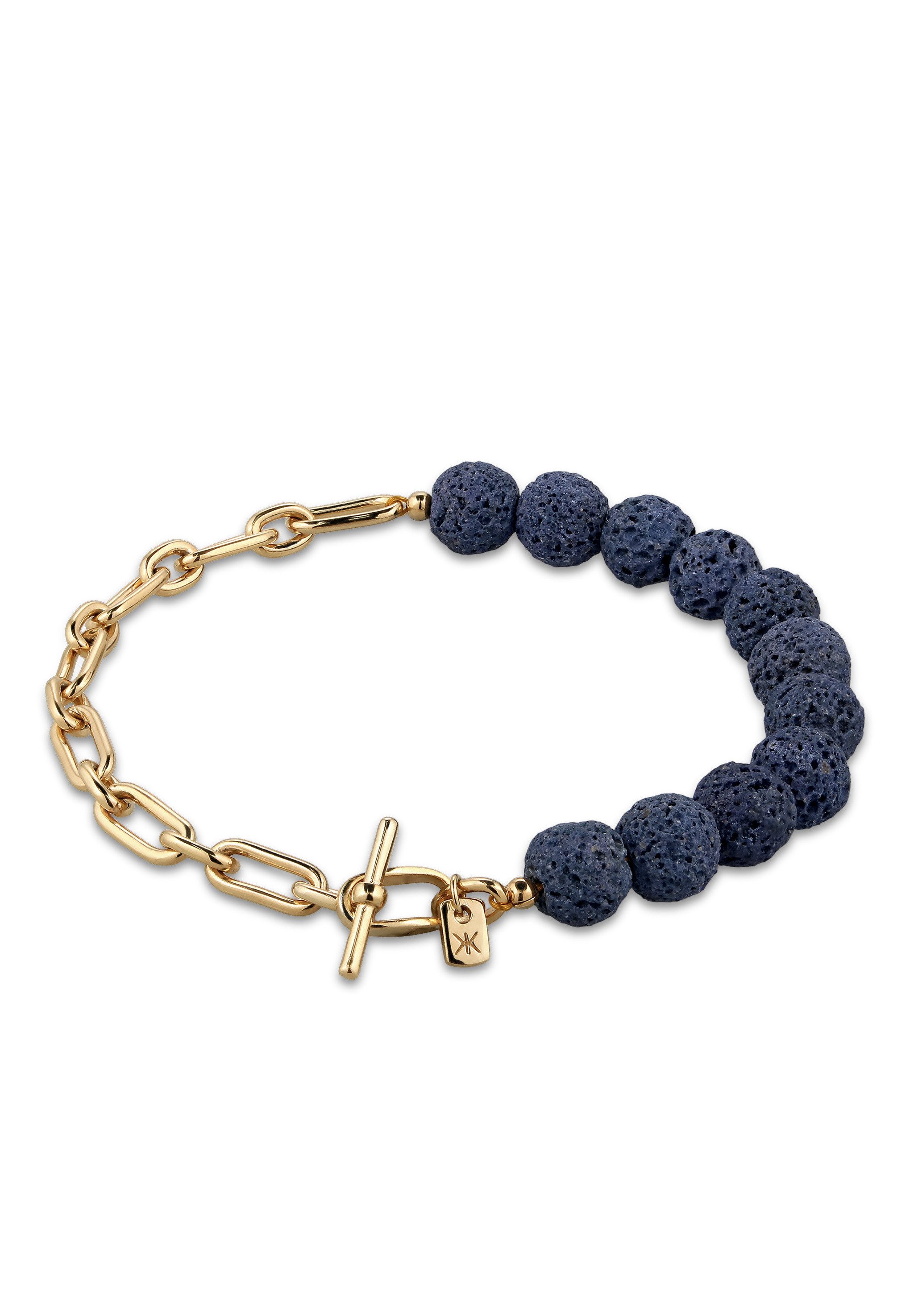 Kuzzoi Silberarmband Lava Beads Blue 925 Sterling Silber
