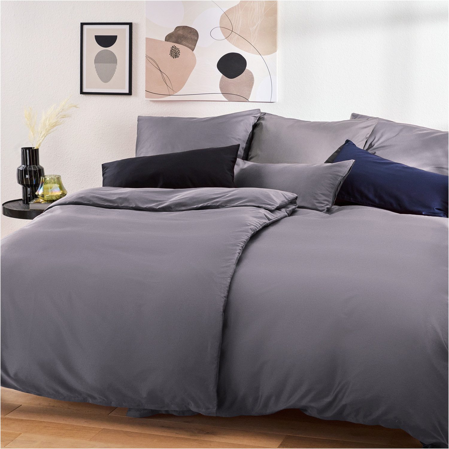 Blumtal Bettwäsche Oeko Tex Zertifizierte Mako Satin Bettwäsche 100% Baumwolle, Bettdeckenbezug mit frei wählbaren Kissenbezug