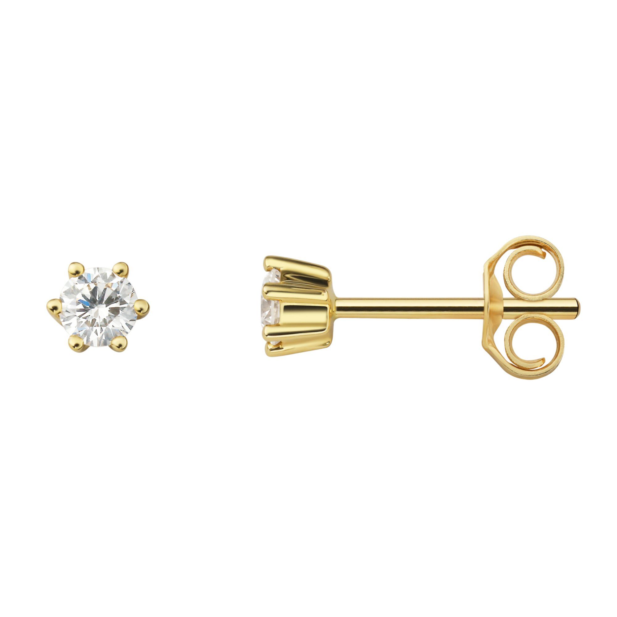 ONE ELEMENT Paar Ohrstecker Ohrstecker Gelbgold, Gold Diamant Ohrringe 750 Brillant 0.2 aus Damen Schmuck ct