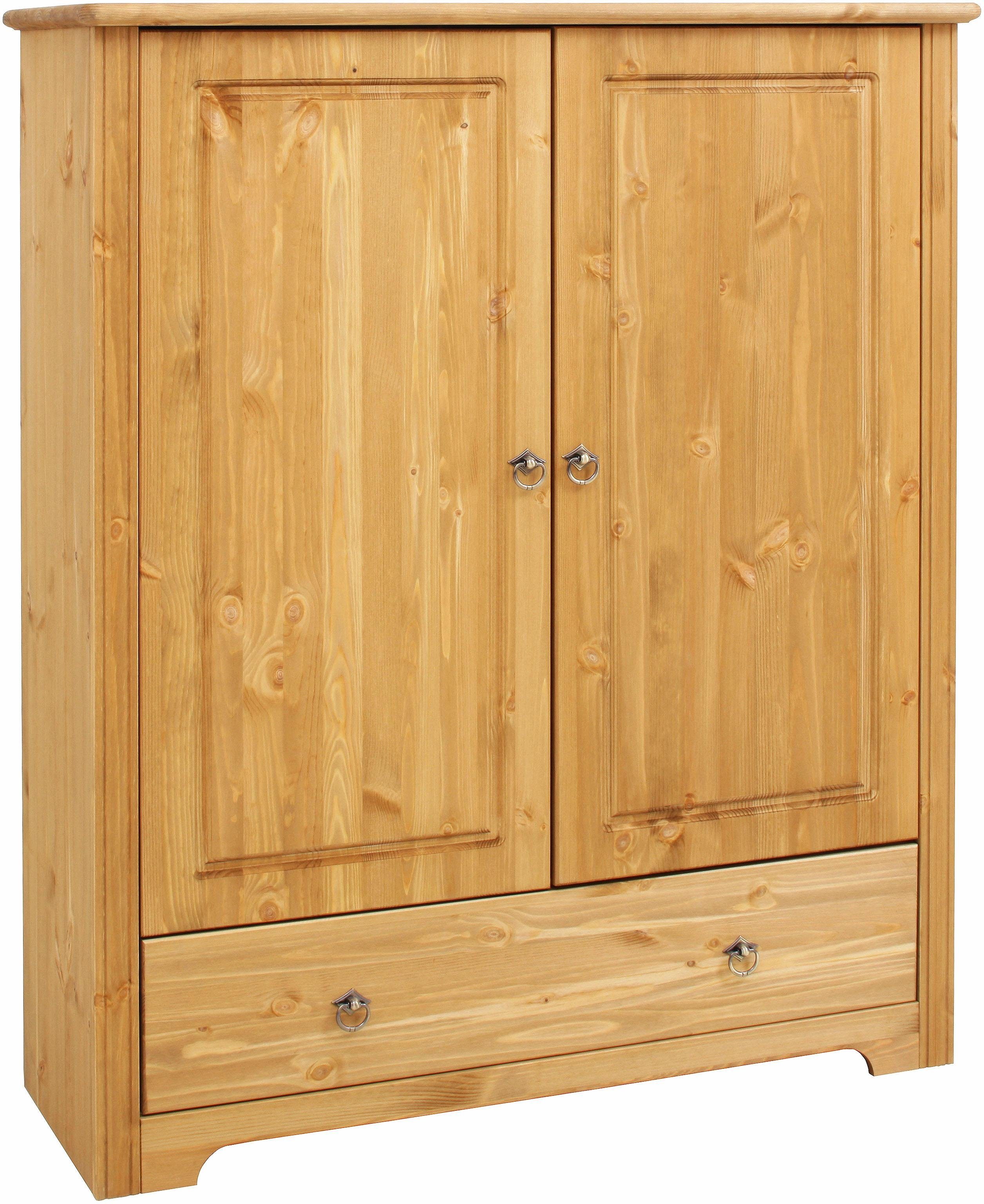 Home affaire Wäscheschrank Hugo, Mehrzweckschrank, FSC zertifiziert, Made in EU (B/T/H) 106/38/126 cm) aus massiver Kiefer, klassischer Landhausstil mit Kassettenoptik