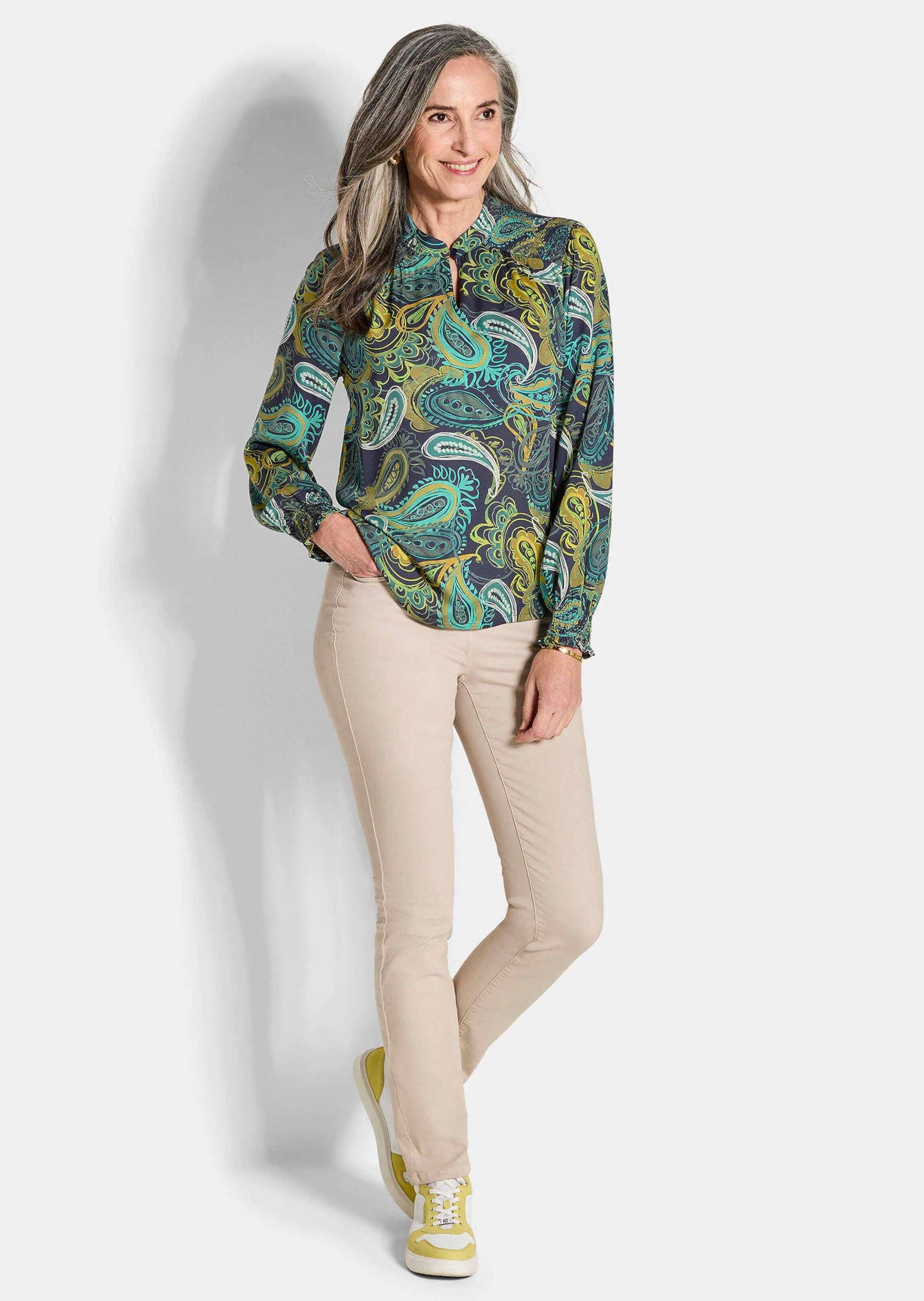 GOLDNER Schlupfbluse Viskose-Satin-Bluse mit Paisley-Muster Alltagsbluse günstig online kaufen