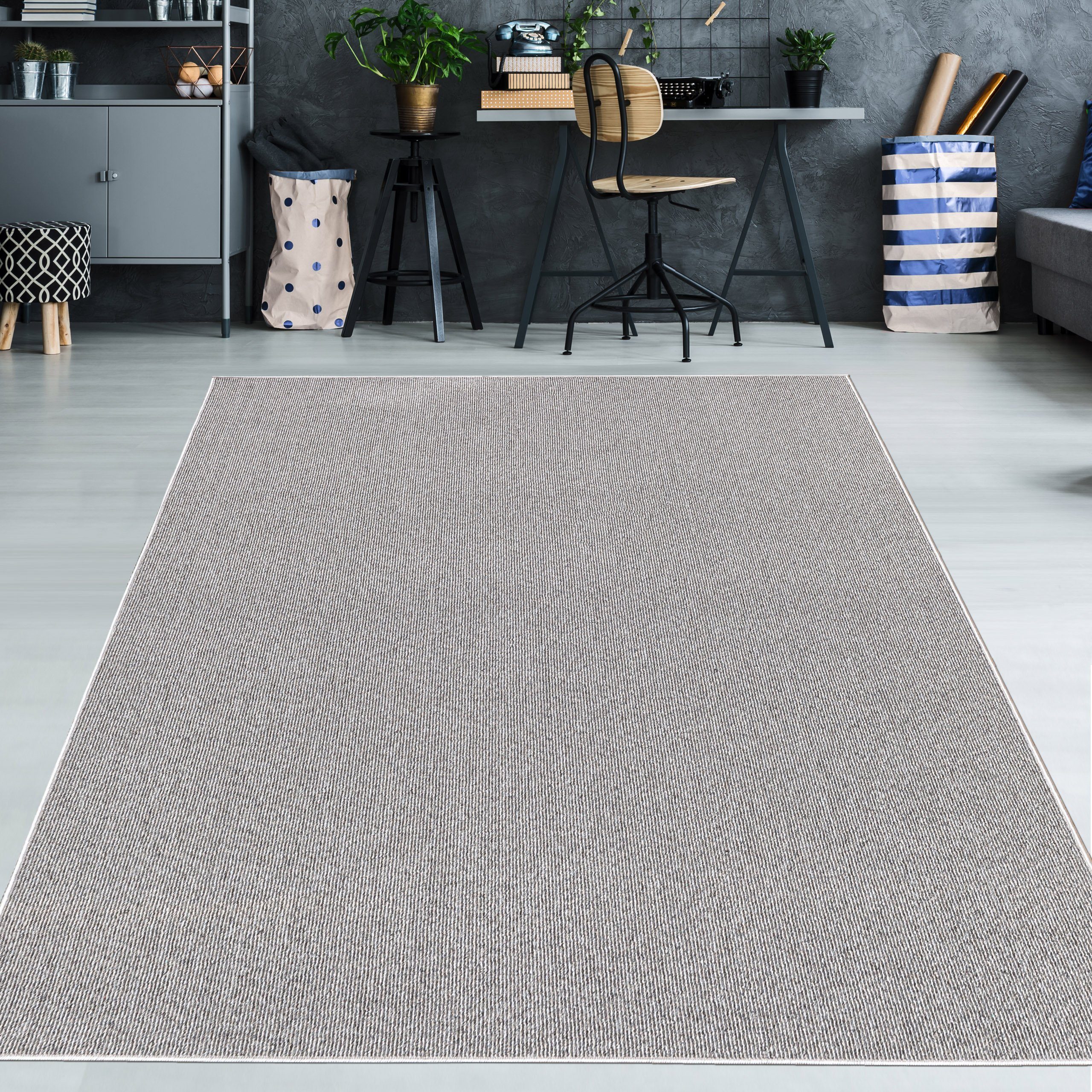TeppichHome24 Teppich Robuster Kurzflorteppich, rechteckig, Höhe: 4 mm, einfarbig, pflegeleicht und schmutzabweisend