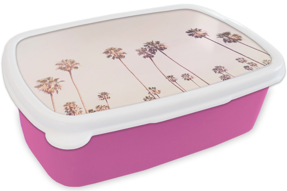 Palmen Sonne Natur (2-tlg), Kinder, Lunchbox - Snackbox, Himmel, Erwachsene, MuchoWow für Brotbox Kunststoff, - Kunststoff - Mädchen, Brotdose rosa