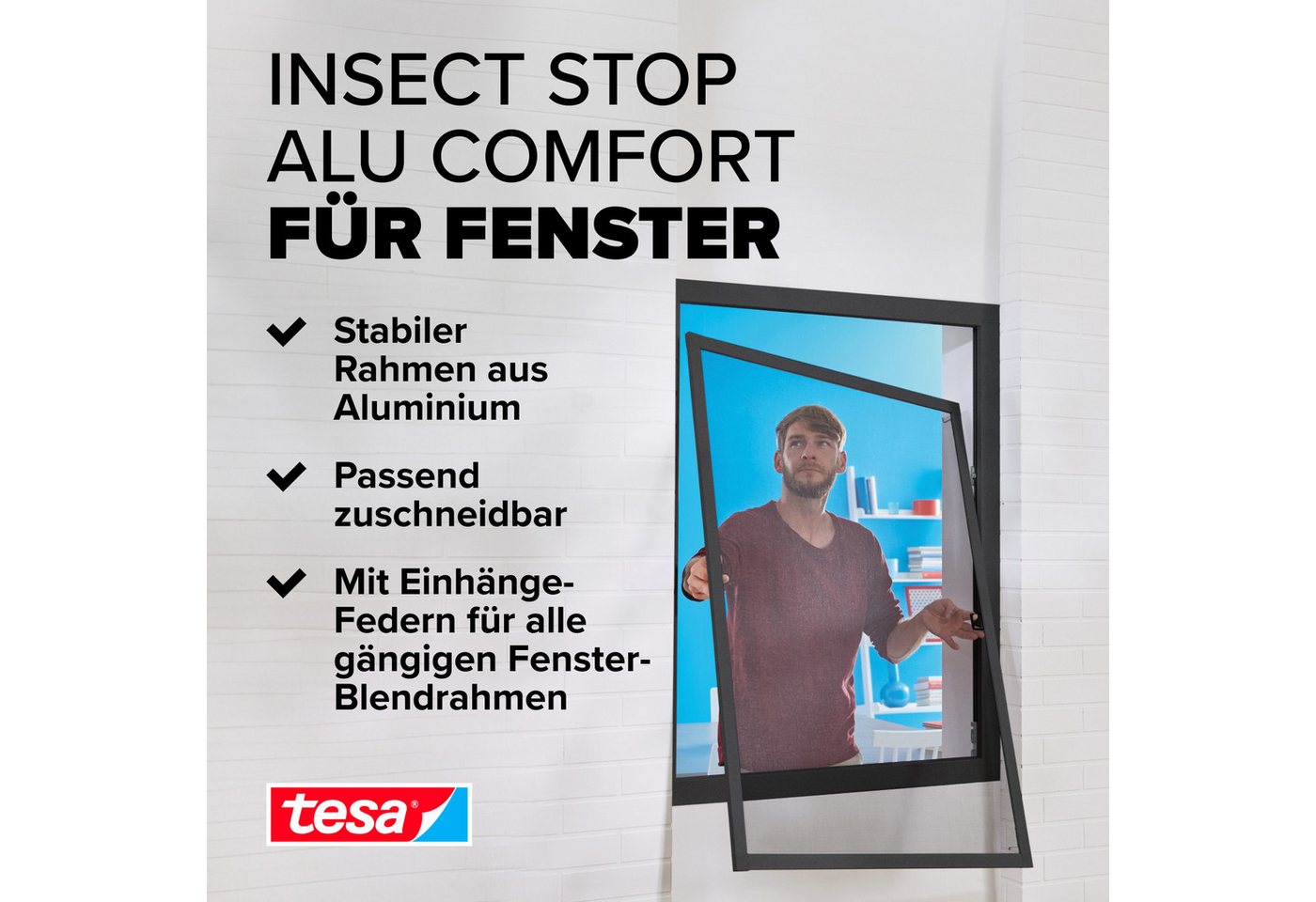 Thumbnail - tesa Insektenschutz-Fensterrahmen Insect Stop ALU Comfort Fliegengitter für Fenster, (Packung, 1-St., Fliegenschutz mit ...