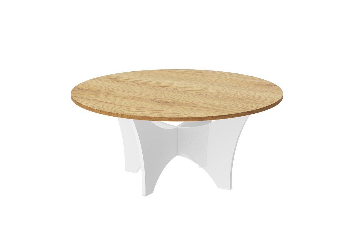 x HRA-111 cm 100 Tisch designimpex 40 Weiß Hochglanz Rund Design Hochglanz cm - Eiche Wohnzimmertisch Natur Couchtisch