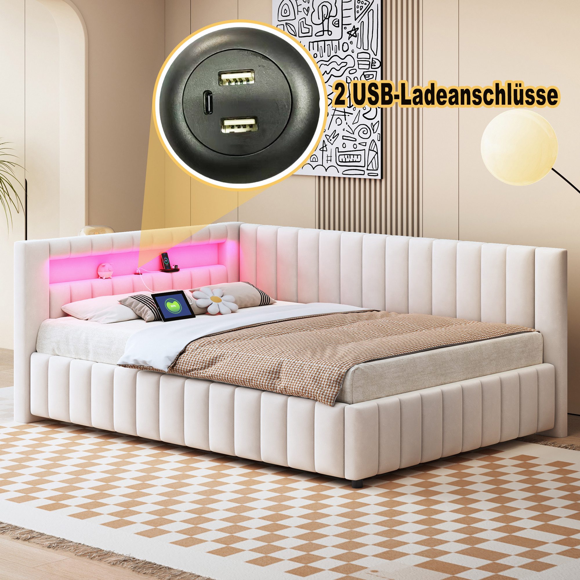 REDOM Polsterbett Schlafsofa Multifunktionsbett, Funktionsbett Stauraumbett günstig online kaufen