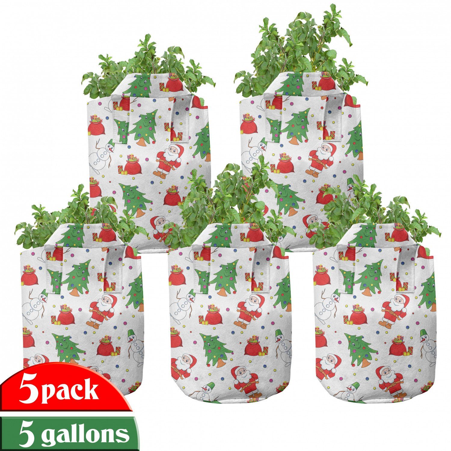 Abakuhaus Pflanzkübel hochleistungsfähig Stofftöpfe mit Griffen für Weihnachtsmann Weihnachtsbaum Pflanzen, Weihnachten