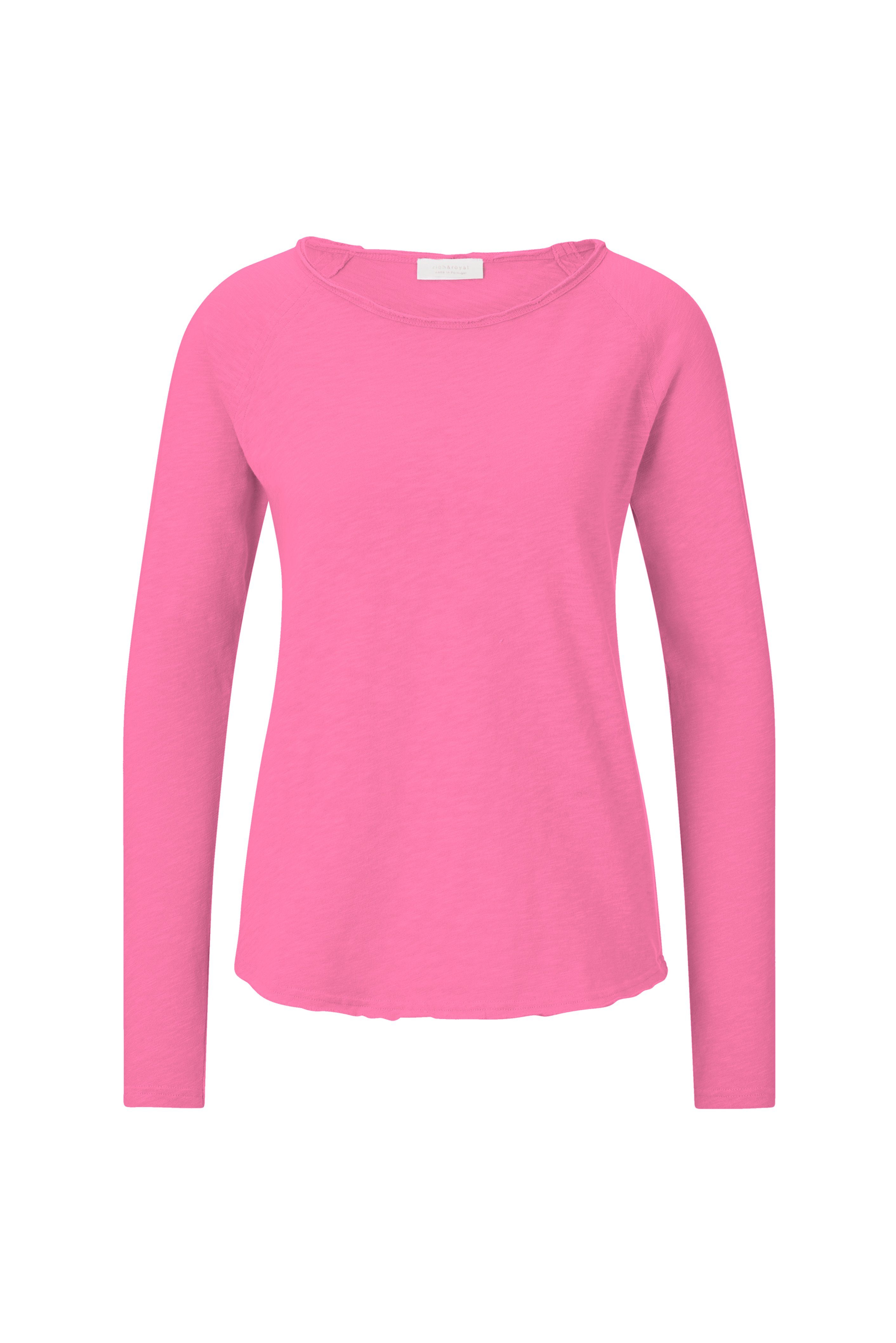 Rich & Royal Langarmshirt pink Ausschnittkante Saum mit und offener power