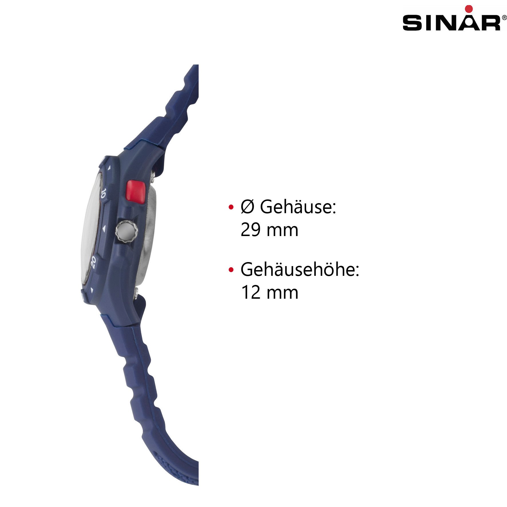 SINAR Quarzuhr XB-19 Jugenduhr Sportuhr Silikonband 10bar, analog sportlich modern Geschenkidee Jugend Kids Ø 30 mm