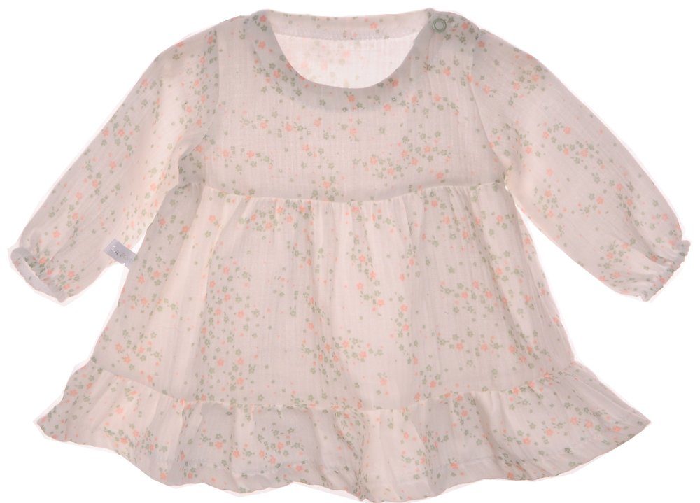 La Bortini Druckkleid Baby Kleid langarm in Creme mit Blumen aus Musselin-Stoff (Sommerkleid für Mädchen, für Neugeborene) aus Baumwolle, 44 50 56 62 68