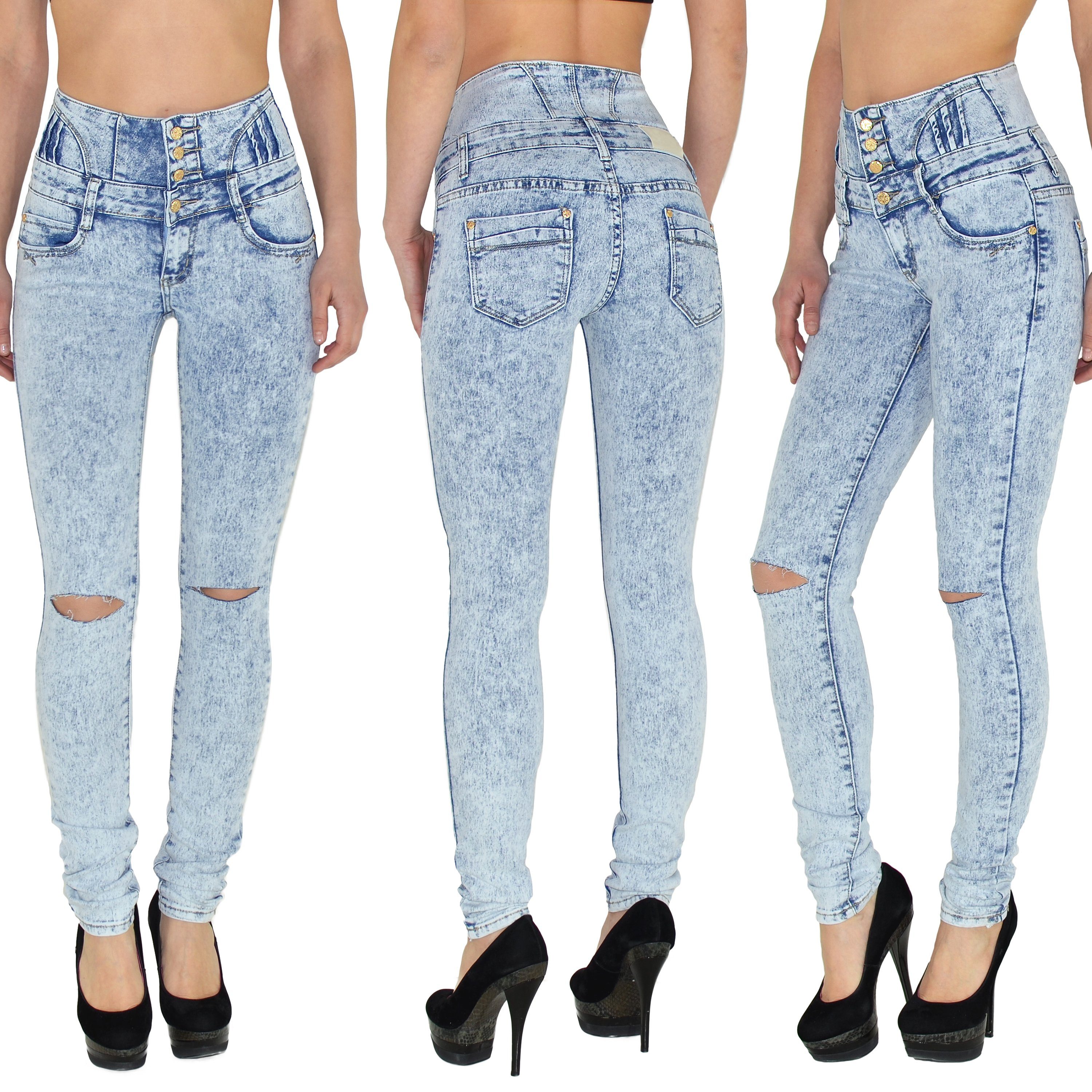 ESRA Skinny-fit-Jeans J22 Risse High Waist Damen Jeans Skinny Hose mit 4 Kn günstig online kaufen