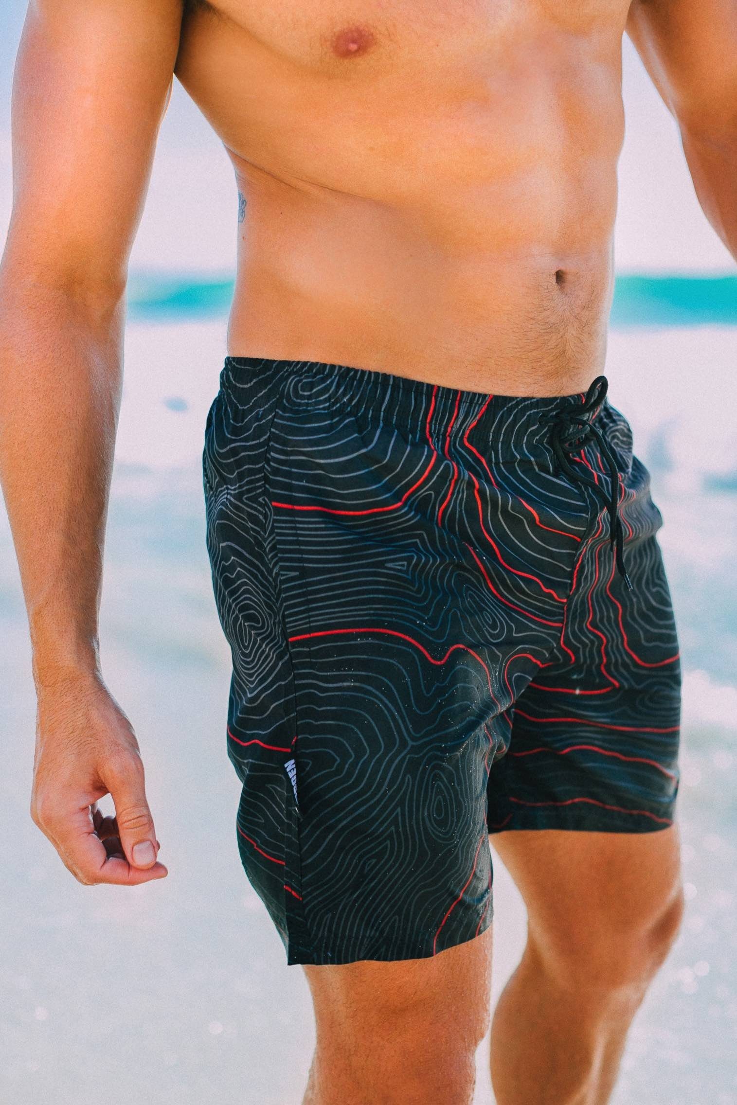 GUGGEN Mountain Badehose Herren Badehosen Badeshorts Männer Boardshort Schnelltrocknend 2335 Badeshorts, Badehose für Herren mit Gummizug und Innenslip