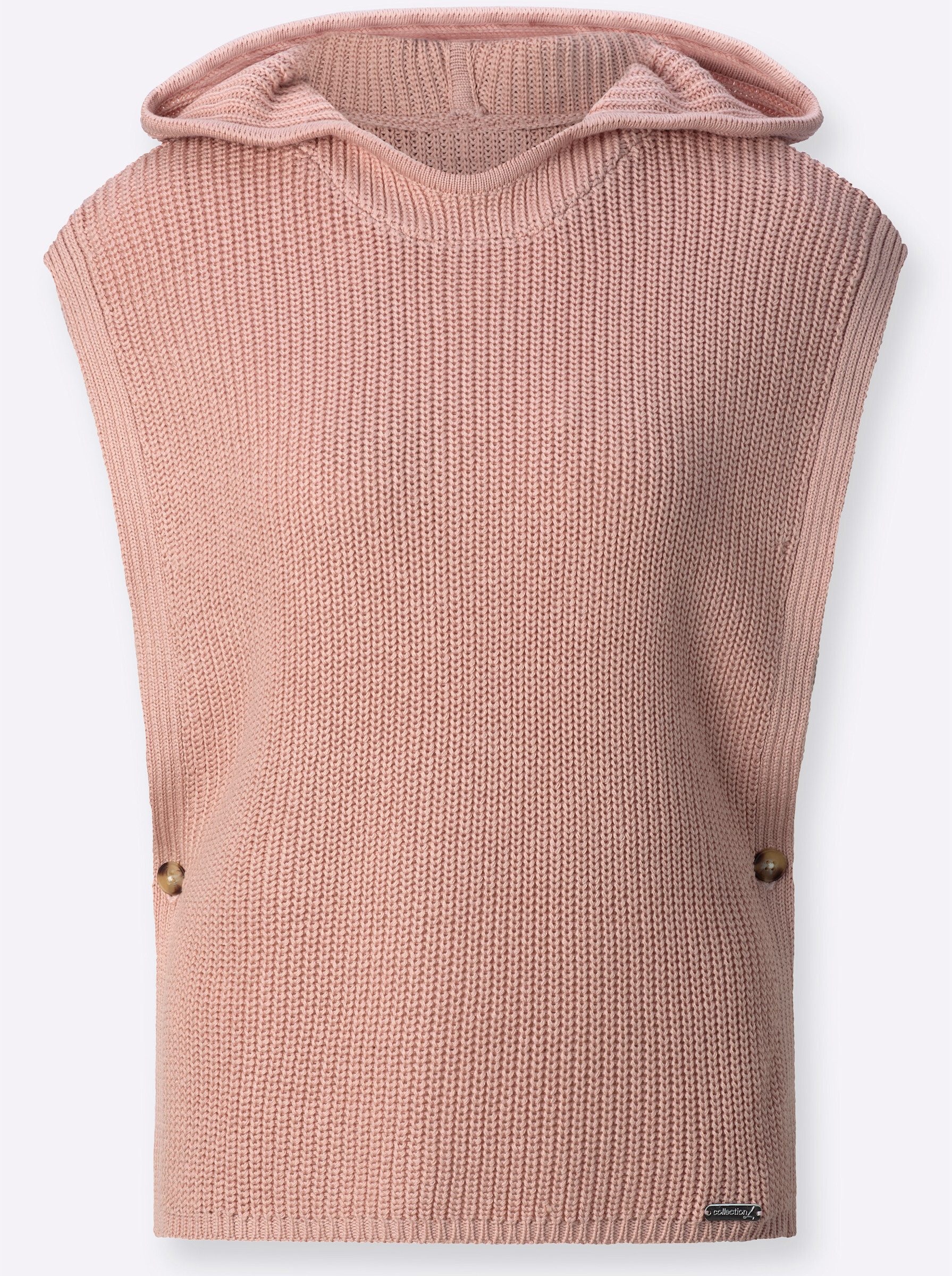 Witt Pullunder Kapuzen-Pullunder Überschnittener Arm Rippoptik .