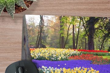 MuchoWow Gaming Mauspad Blumen auf dem Keukenhof in Südholland (1-St), Mousepad mit Rutschfester Unterseite, Gaming, 40x40 cm, XXL, Großes