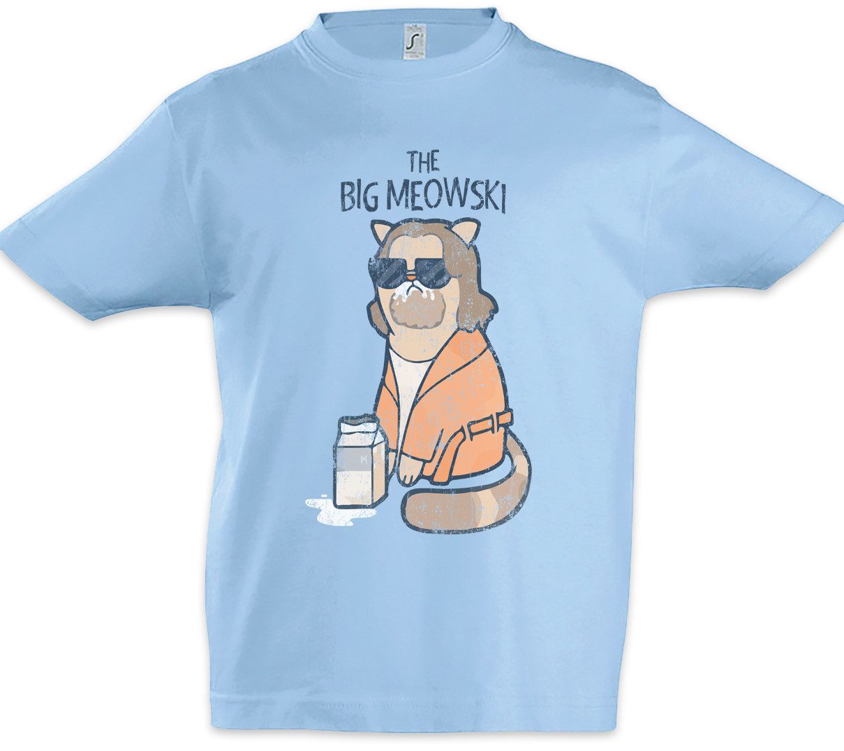 Print-Shirt The Big Meowski Kinder T-Shirt Katzen Kätzchen Kater Katze Cat