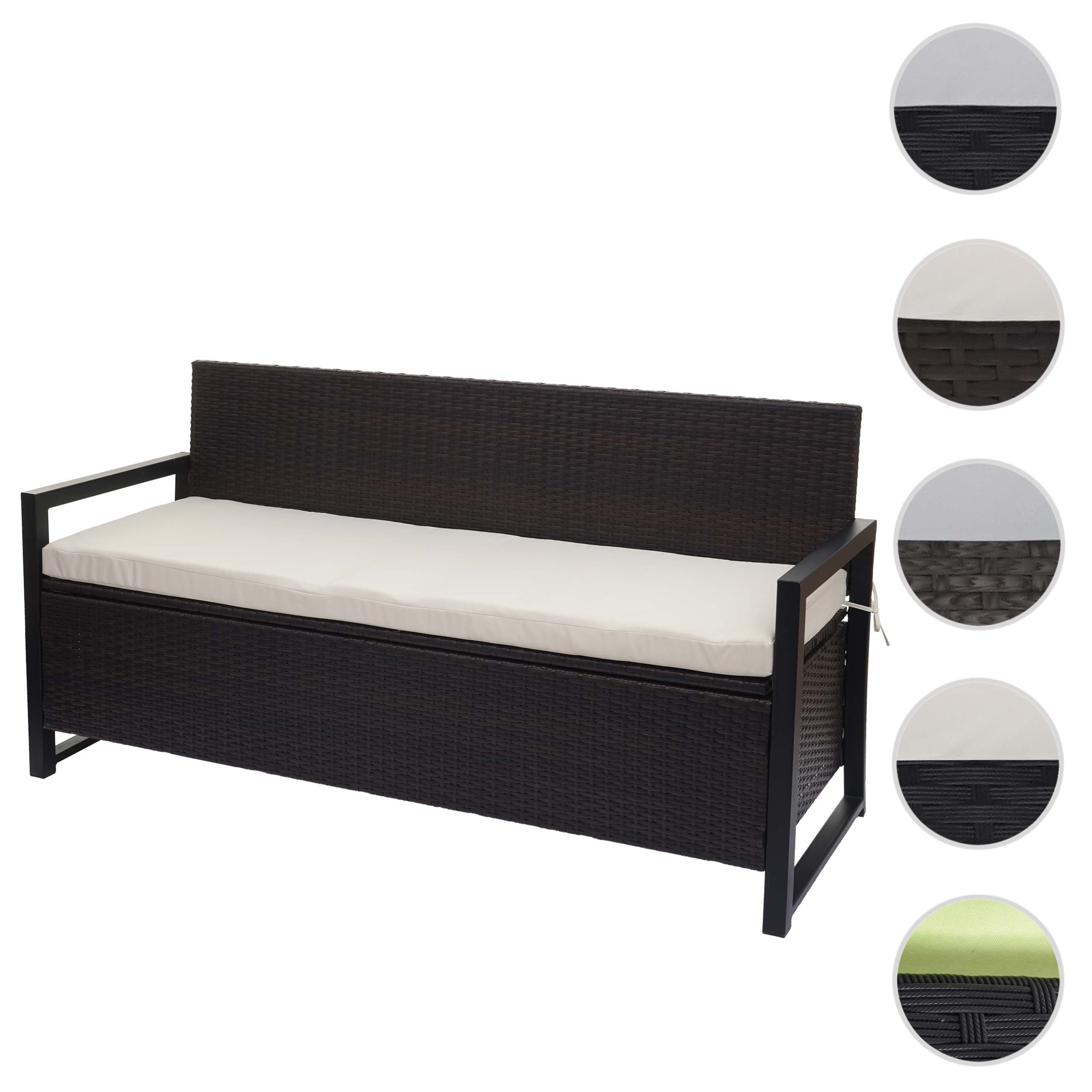 MCW Poly-Rattan 3er Sitzbank F39 Braun Kissen Creme günstig online kaufen