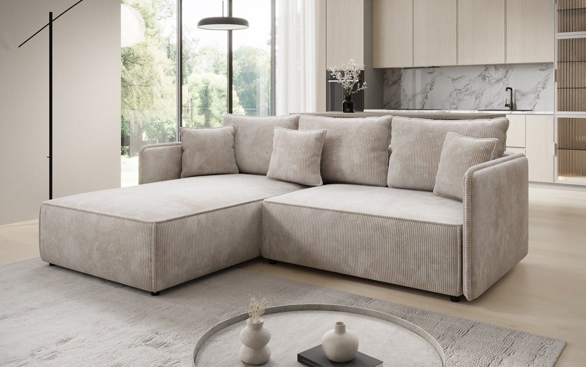 Luxusbetten24 Schlafsofa Designer Sofa Marlen in Cord, mit Stauraum und Schlaffunktion