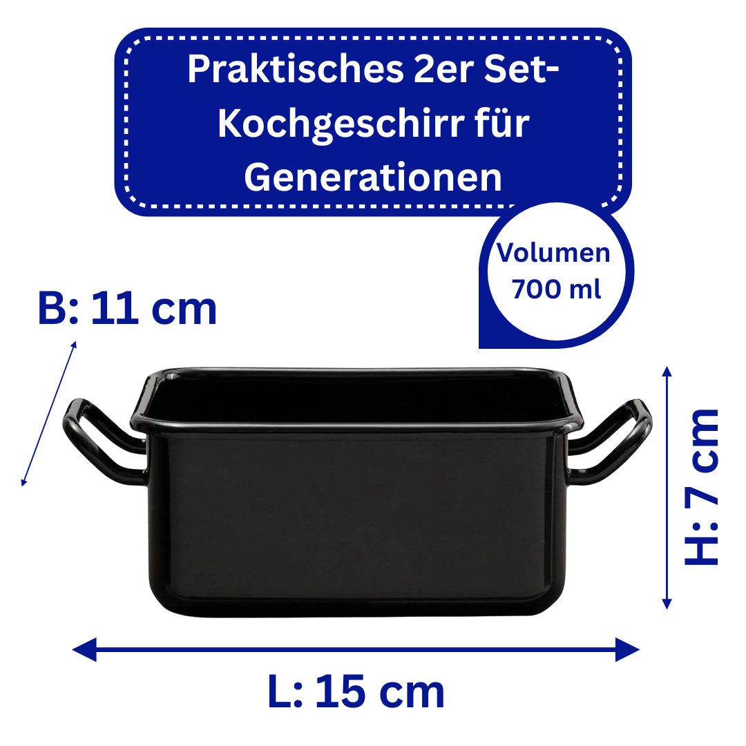 Riess Auflaufform 2er Set Emaille Mini Back- und Servierform, Emaille