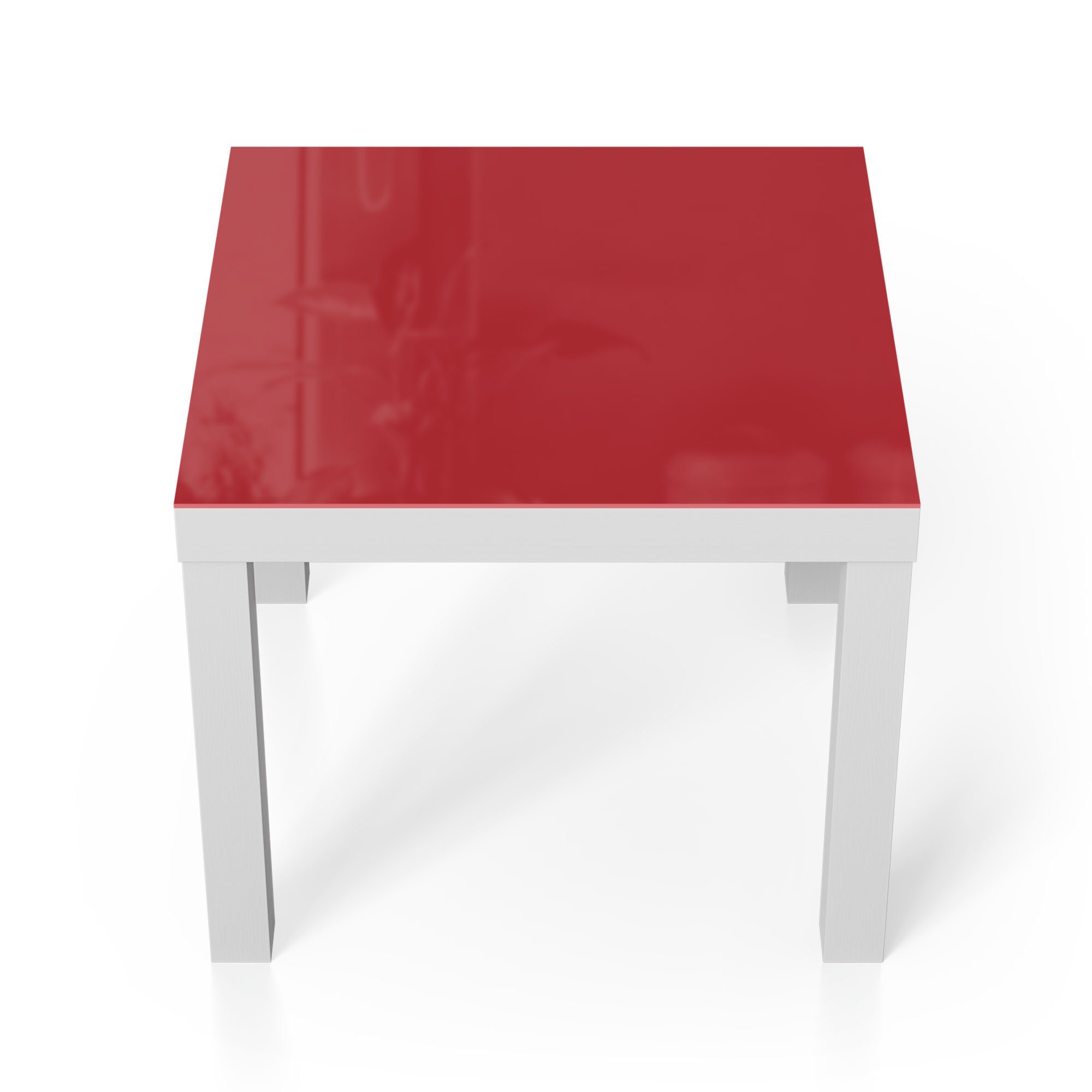 DEQORI Couchtisch 'Unifarben - Rot', Glas Beistelltisch Glastisch modern Weiß