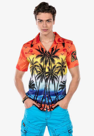 Cipo & Baxx Kurzarmhemd mit großem Hawai-Print