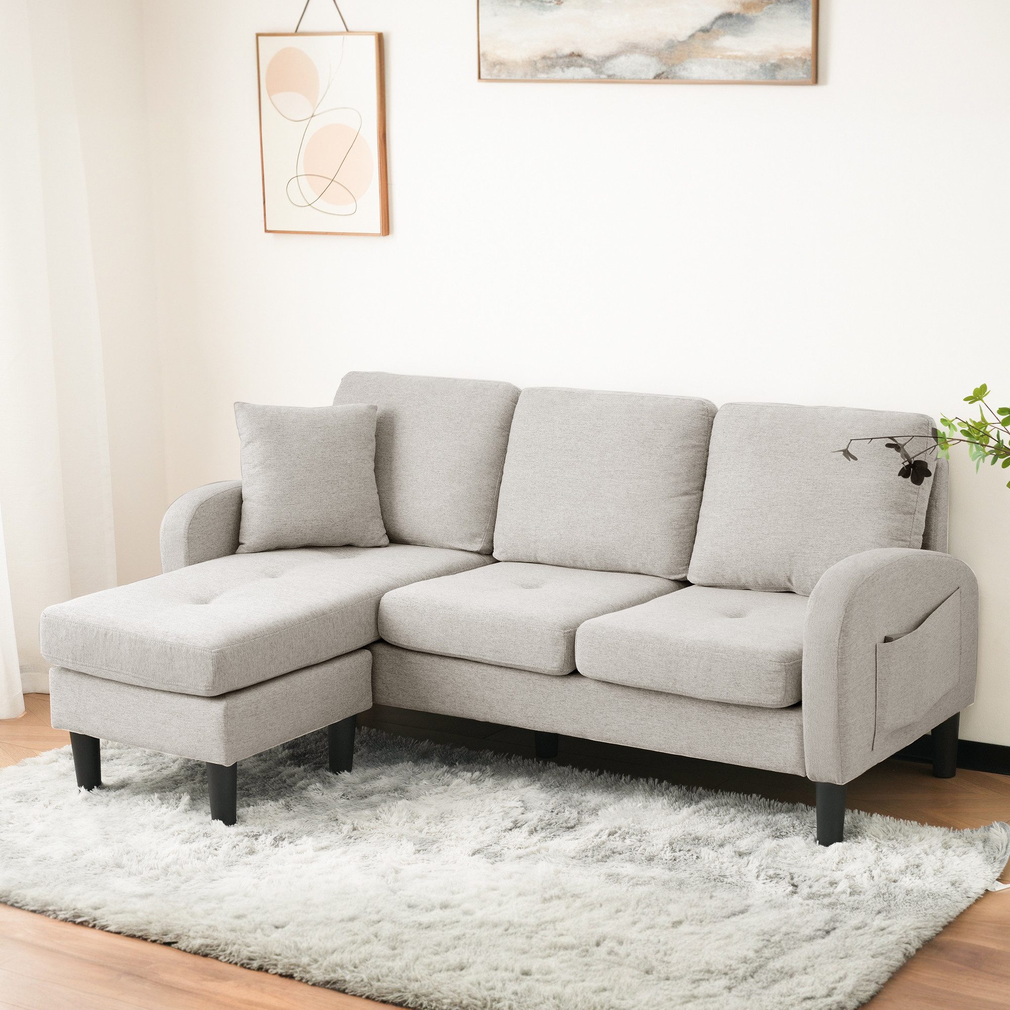 Merax Ecksofa Ecksofa L-förmiges Sofa 3-Sitzer günstig online kaufen