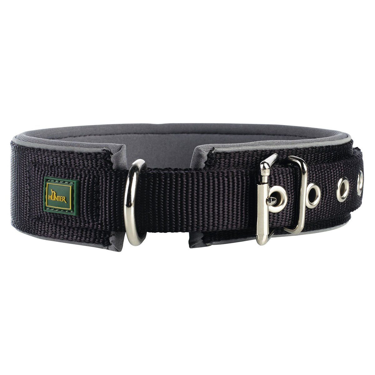 Hunter Tierbedarf Hunde-Halsband Halsband Neopren Reflect schwarz/grau
